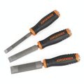 Rasp & Chisel 3pc Set 12,19, 25mm With Metal Striking End Cap 150mm