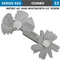 Pitch Gauge Metric 0.25-6mm & 4-62tpi 52 Leaves 60deg. And Whitworth 5