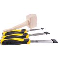 Chisel Set Wood 3 Piece Plus Wooden Mallet Blister
