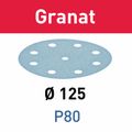 FESTOOL D125 P80 GR/50 Granat Abrasive Discs 125mm P80 50 Piece
