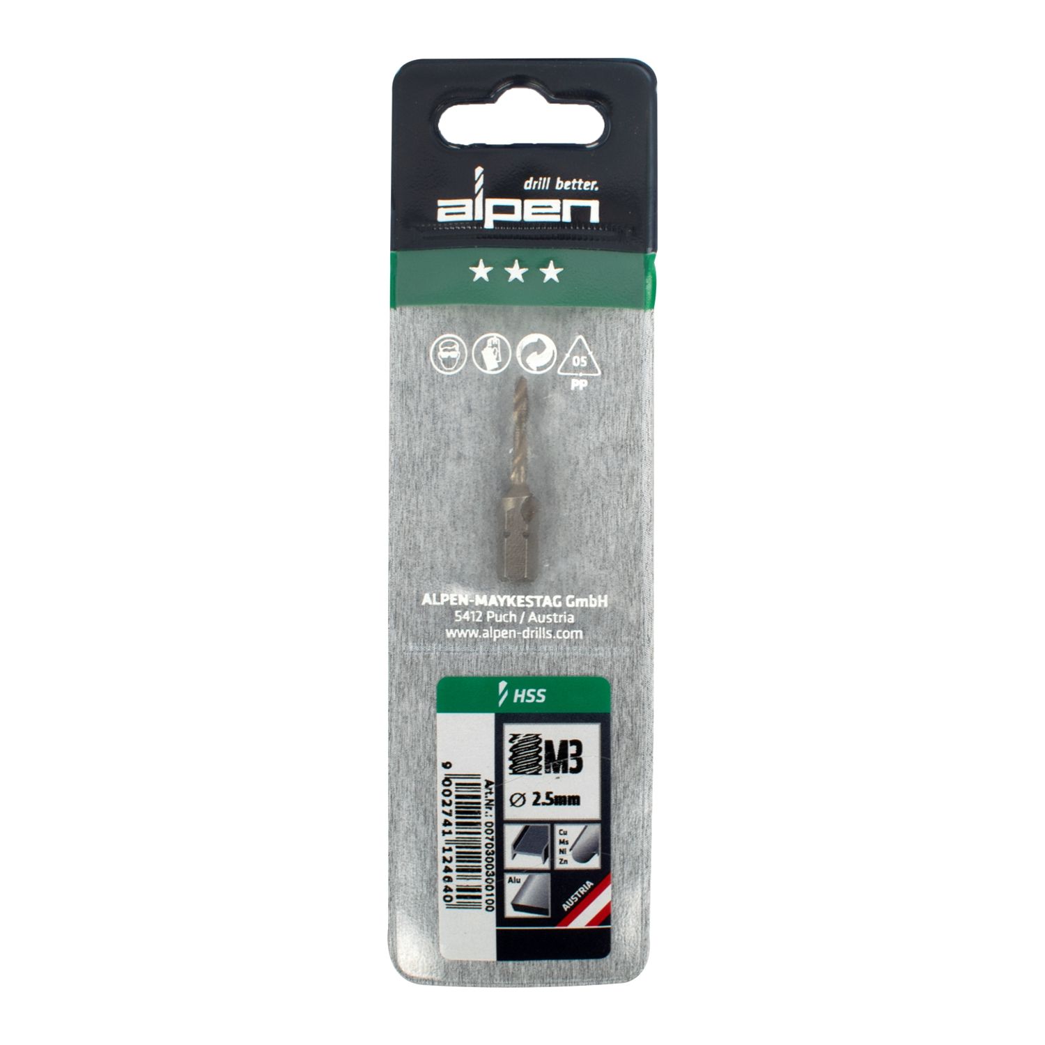 ALPEN Combination Tap Plw M3 1/4" Shank