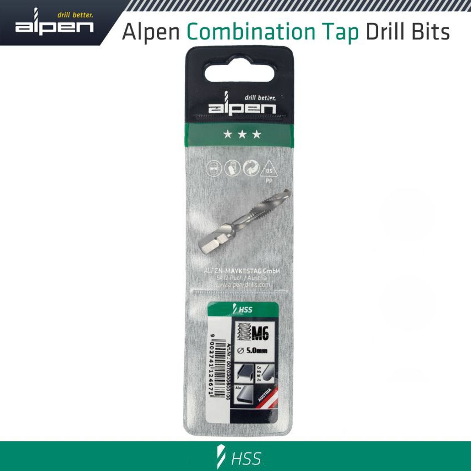 ALPEN Combination Tap Plw M6 1/4" Shank