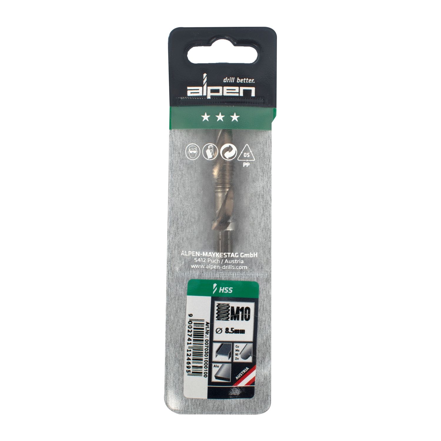 ALPEN Combination Tap Plw M10 1/4" Shank