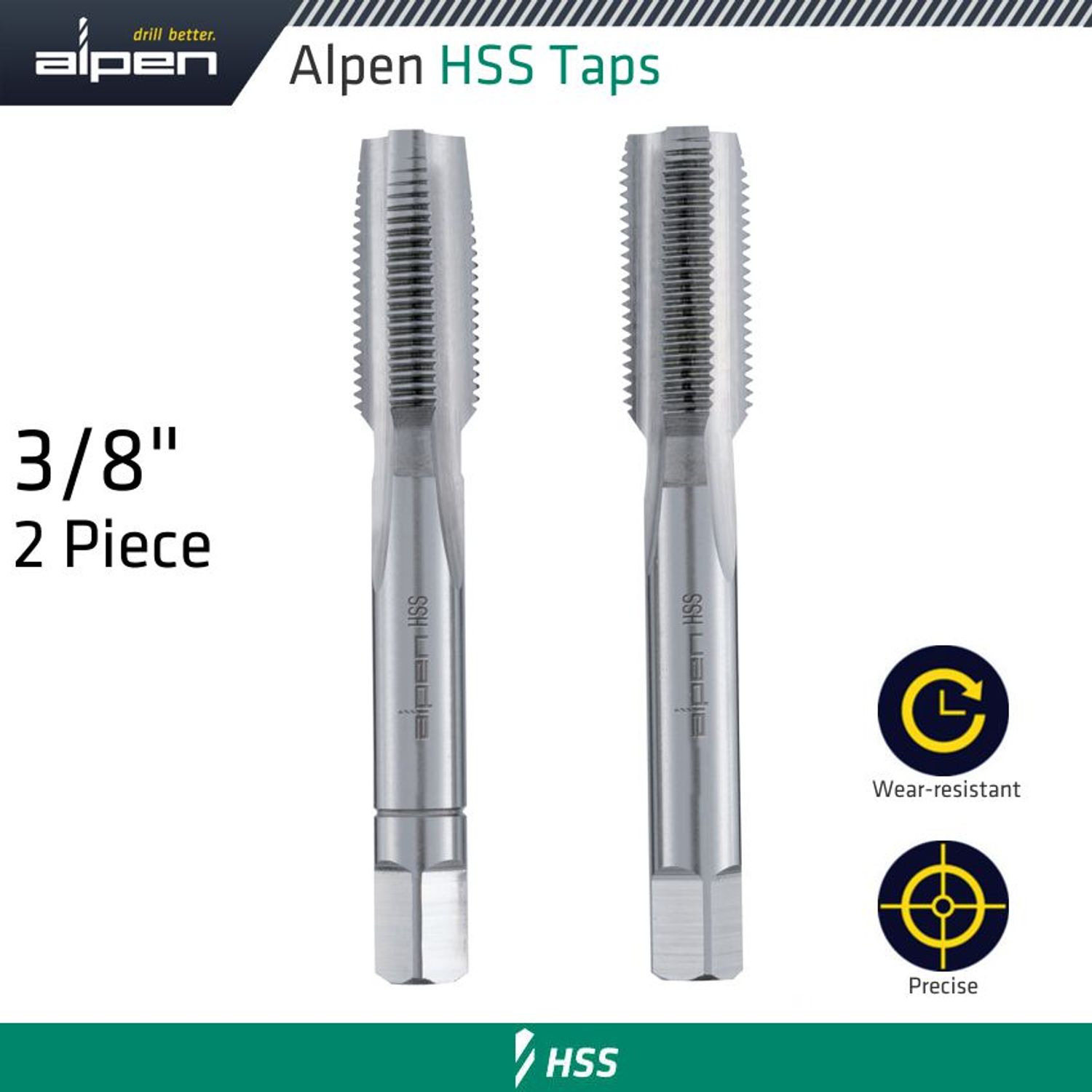 Hss Hand Tap Set Imperial G 3/8" Pouched