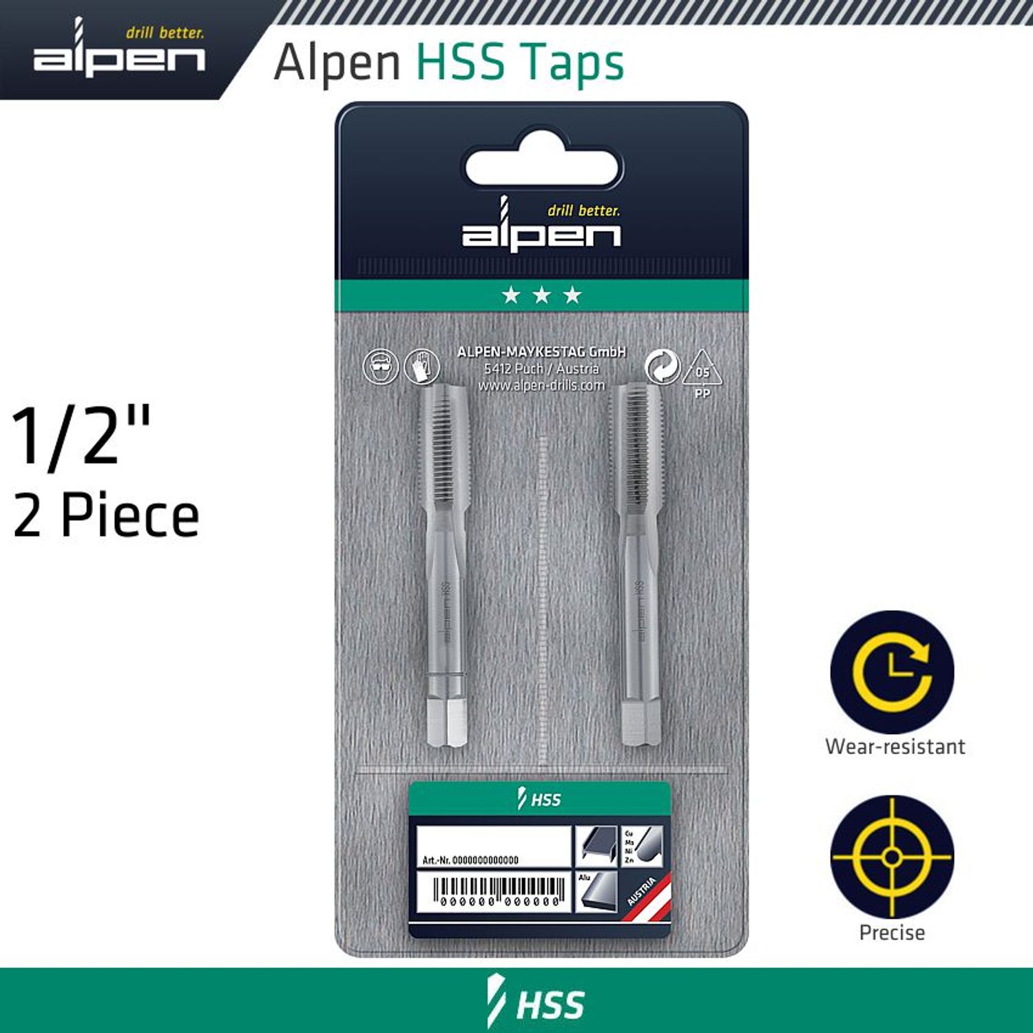 Hss Hand Tap Set Imperial G 1/2" Pouched