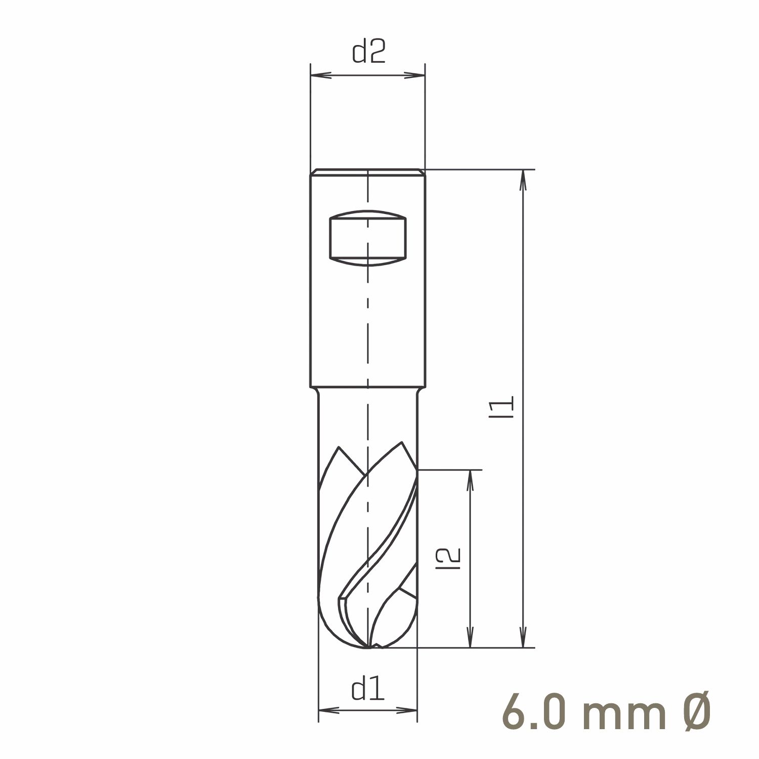 MAYKESTAG HSS-Co8 Slot End Mill With Radius 6mm Short Series 2 Flute Centre Cutting