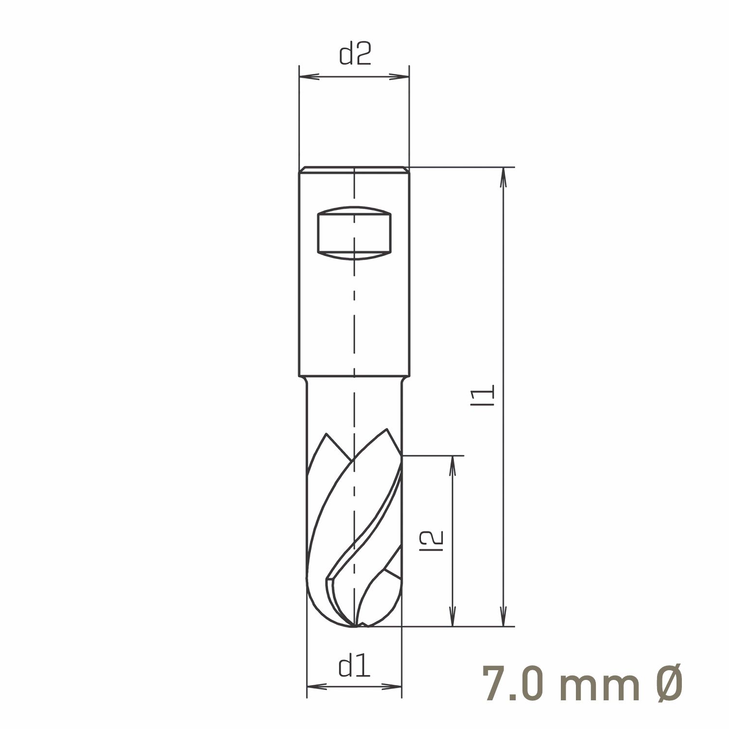 MAYKESTAG HSS-Co8 Slot End Mill With Radius 7mm Short Series 2 Flute Centre Cutting