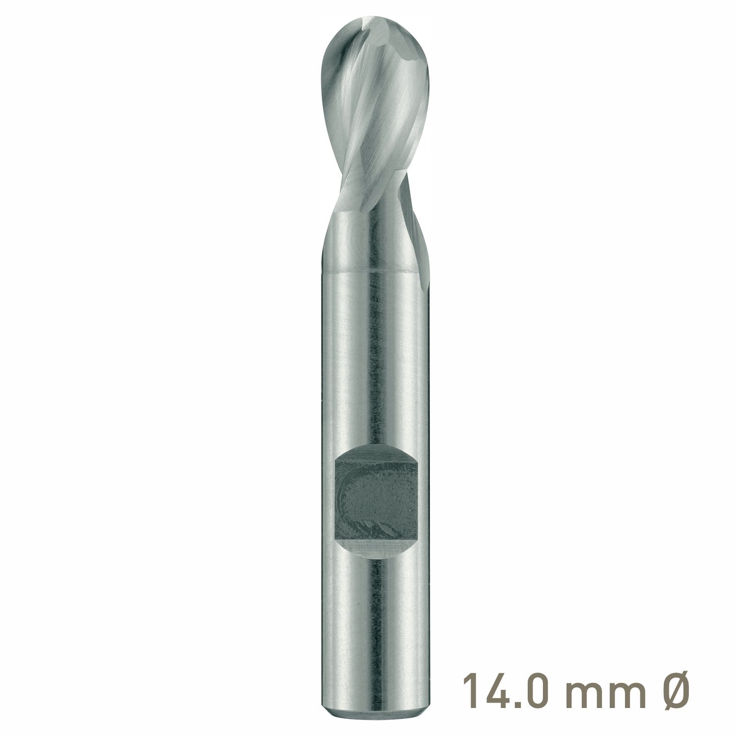MAYKESTAG HSS-Co8 Slot End Mill With Radius 14mm Short Series 2 Flute Centre Cutting