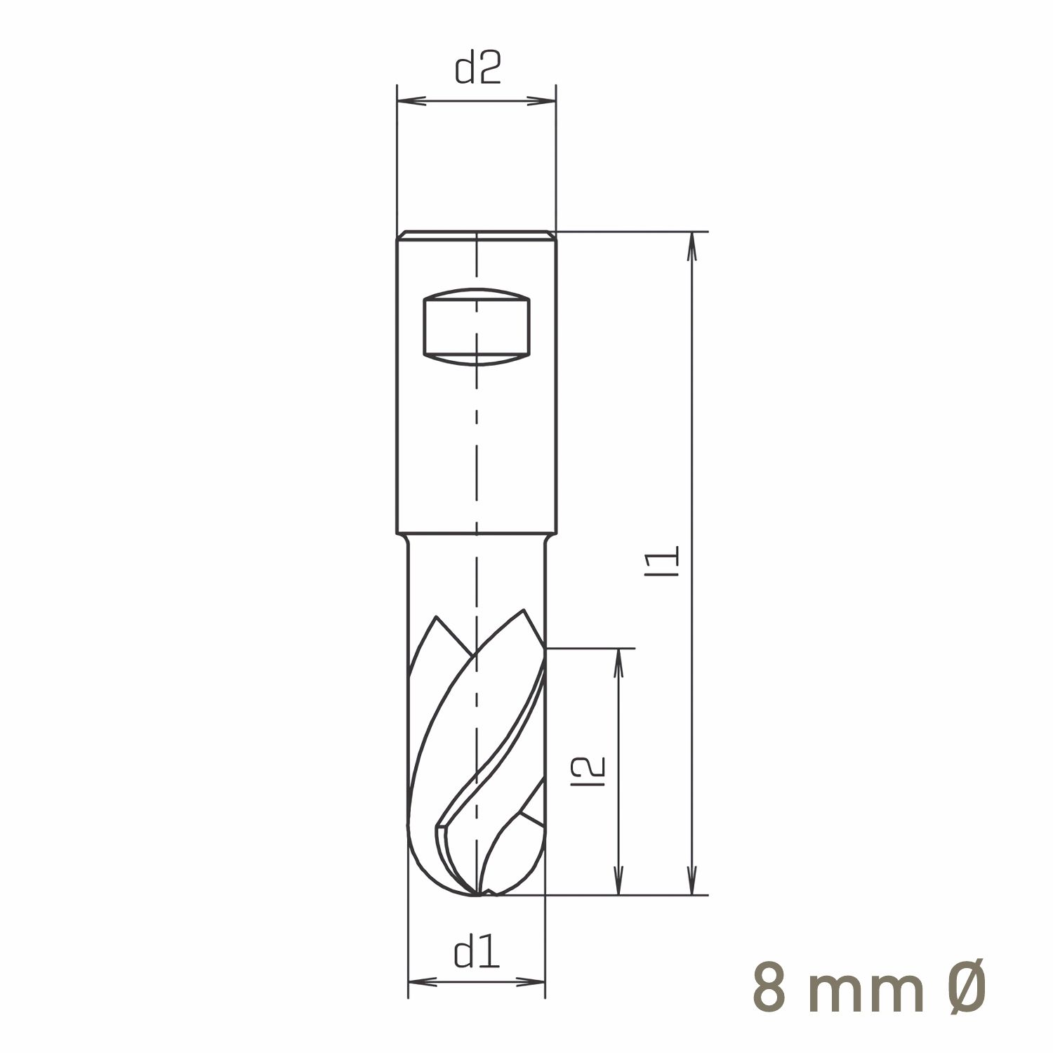 MAYKESTAG ALUNIT HSS-Co8 slot end mill with radius 8mm short series