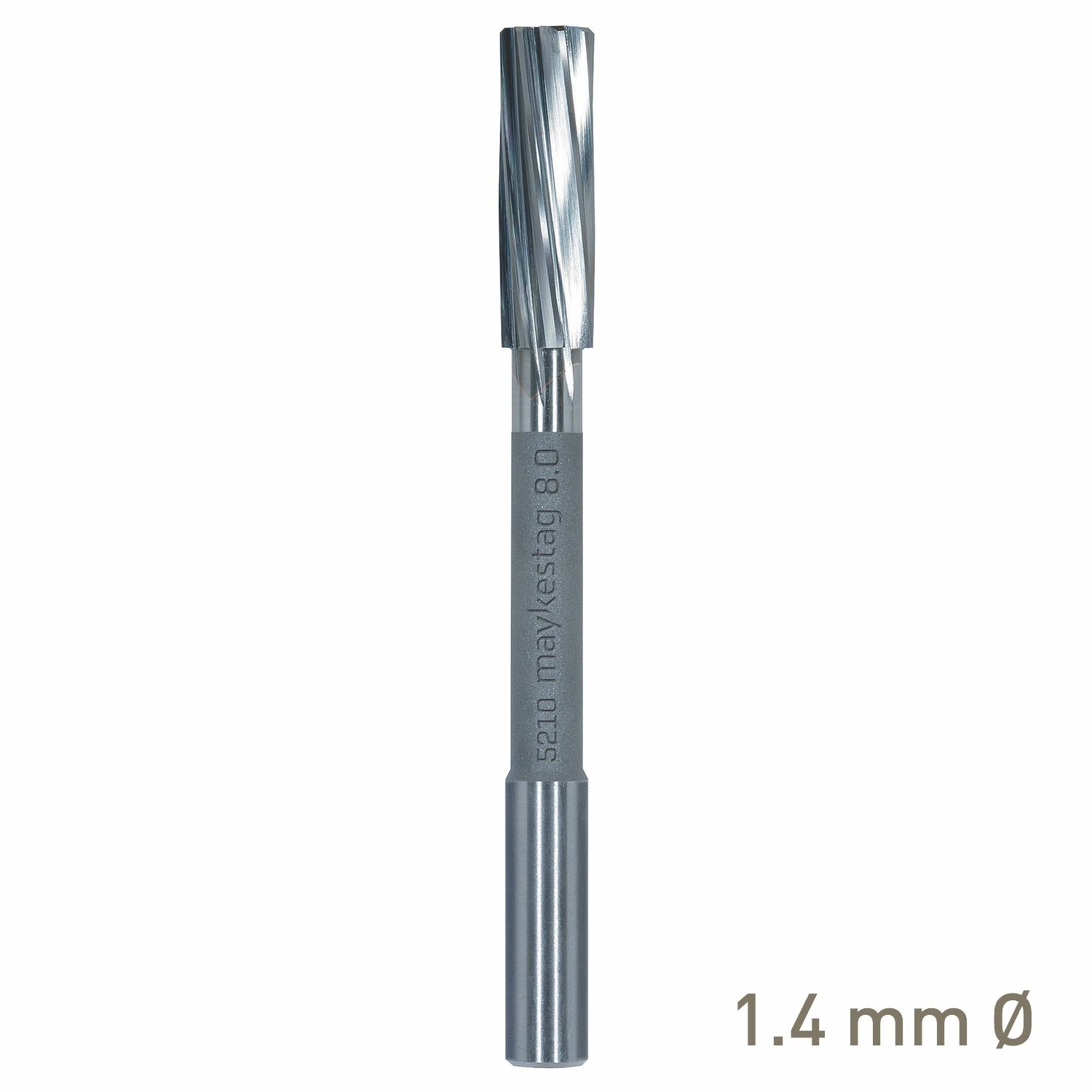 MAYKESTAG Solid Carbide NC Machine Reamer 1.4mm Left Hand Spiral H7 Form B