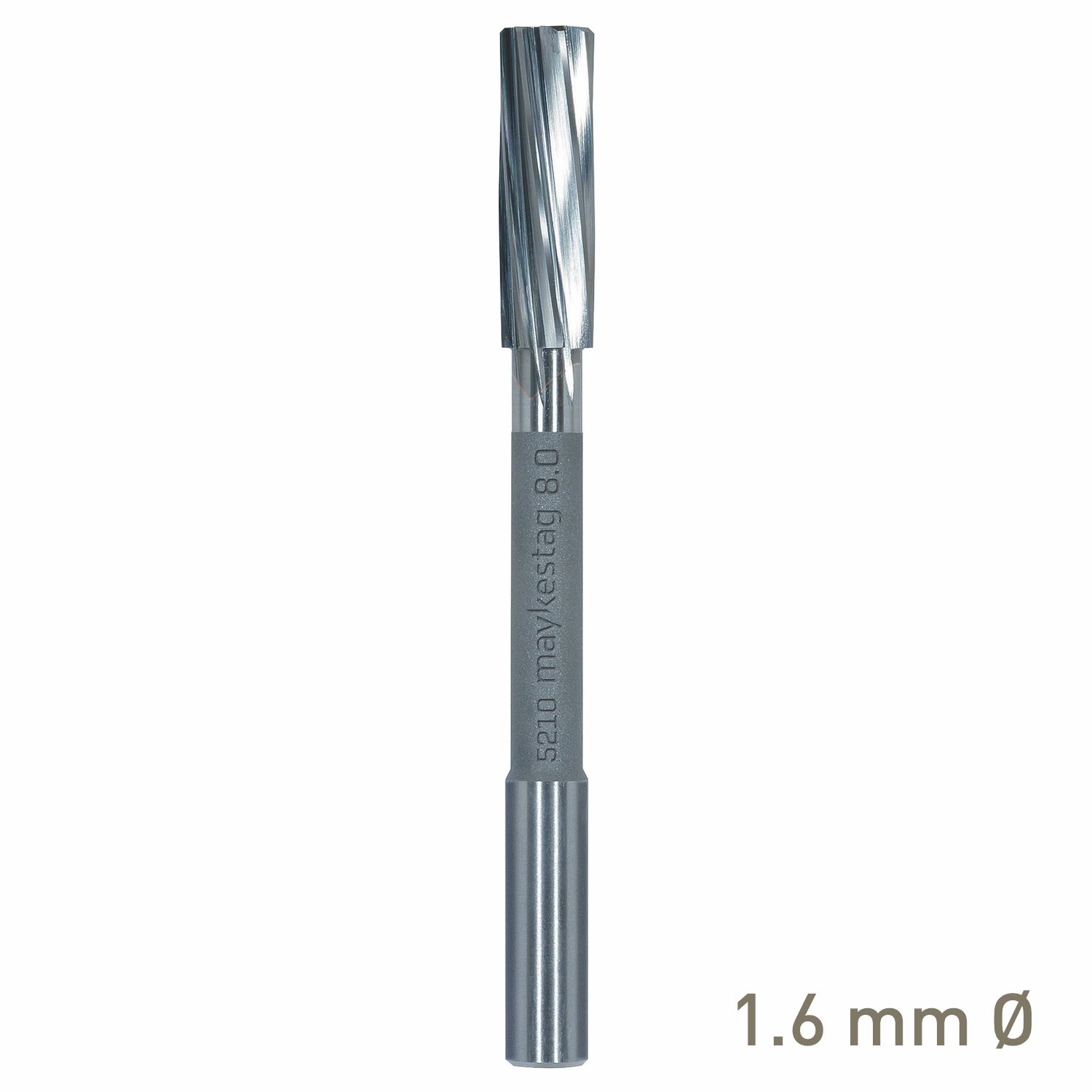 MAYKESTAG Solid Carbide NC Machine Reamer 1.6mm Left Hand Spiral H7 Form B