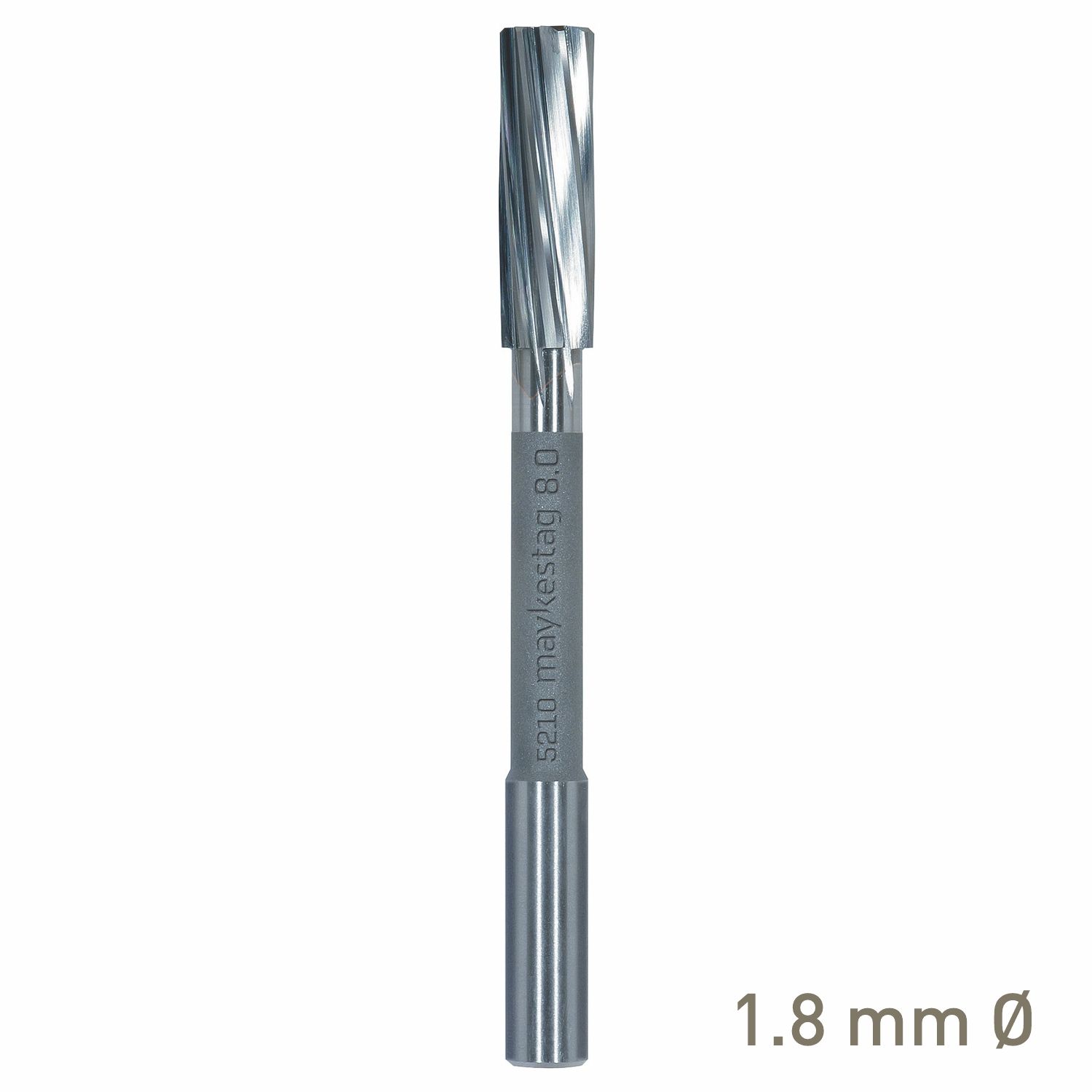 MAYKESTAG Solid Carbide NC Machine Reamer 1.8mm Left Hand Spiral H7 Form B