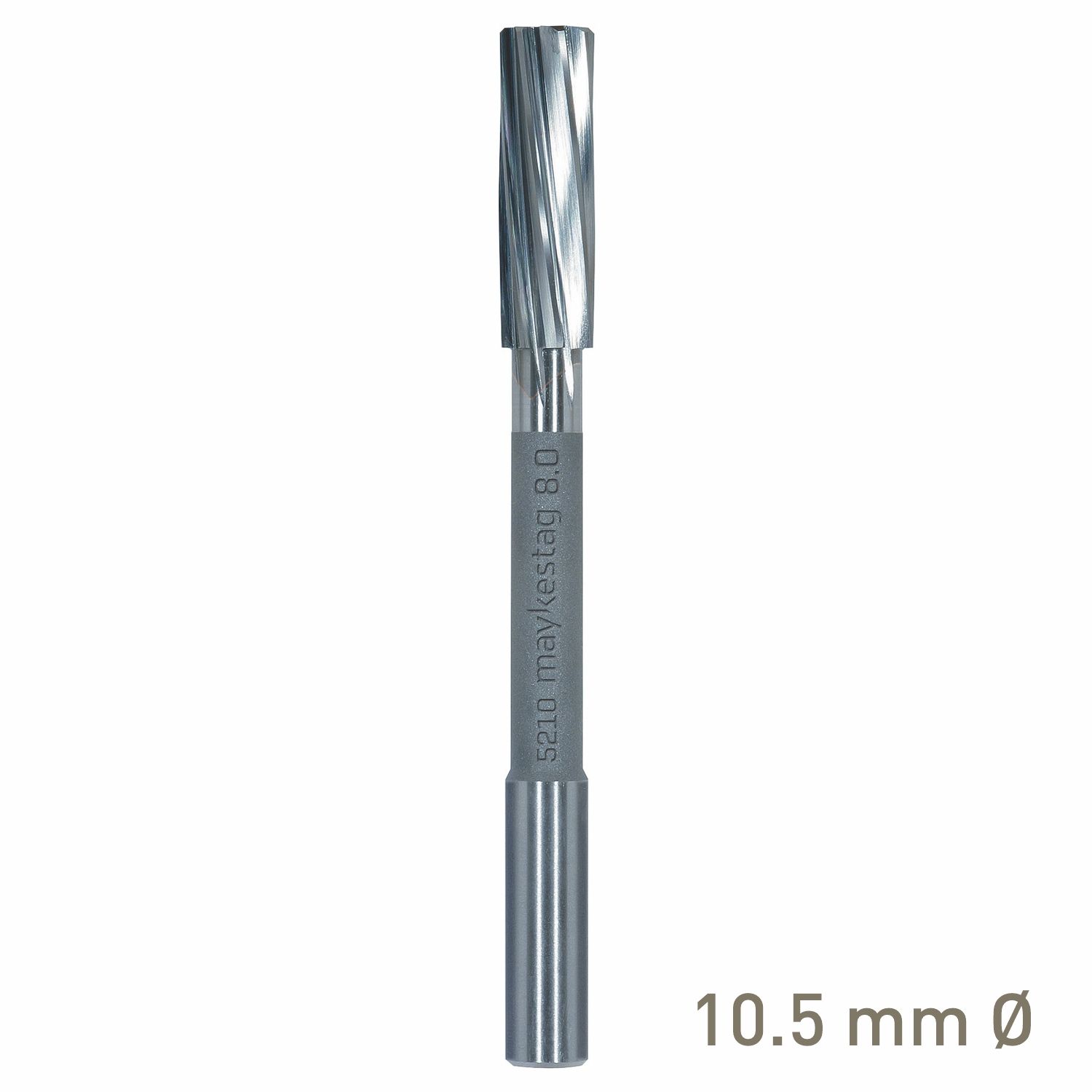 MAYKESTAG Solid Carbide NC Machine Reamer 10.5mm Left Hand Spiral H7 Form B