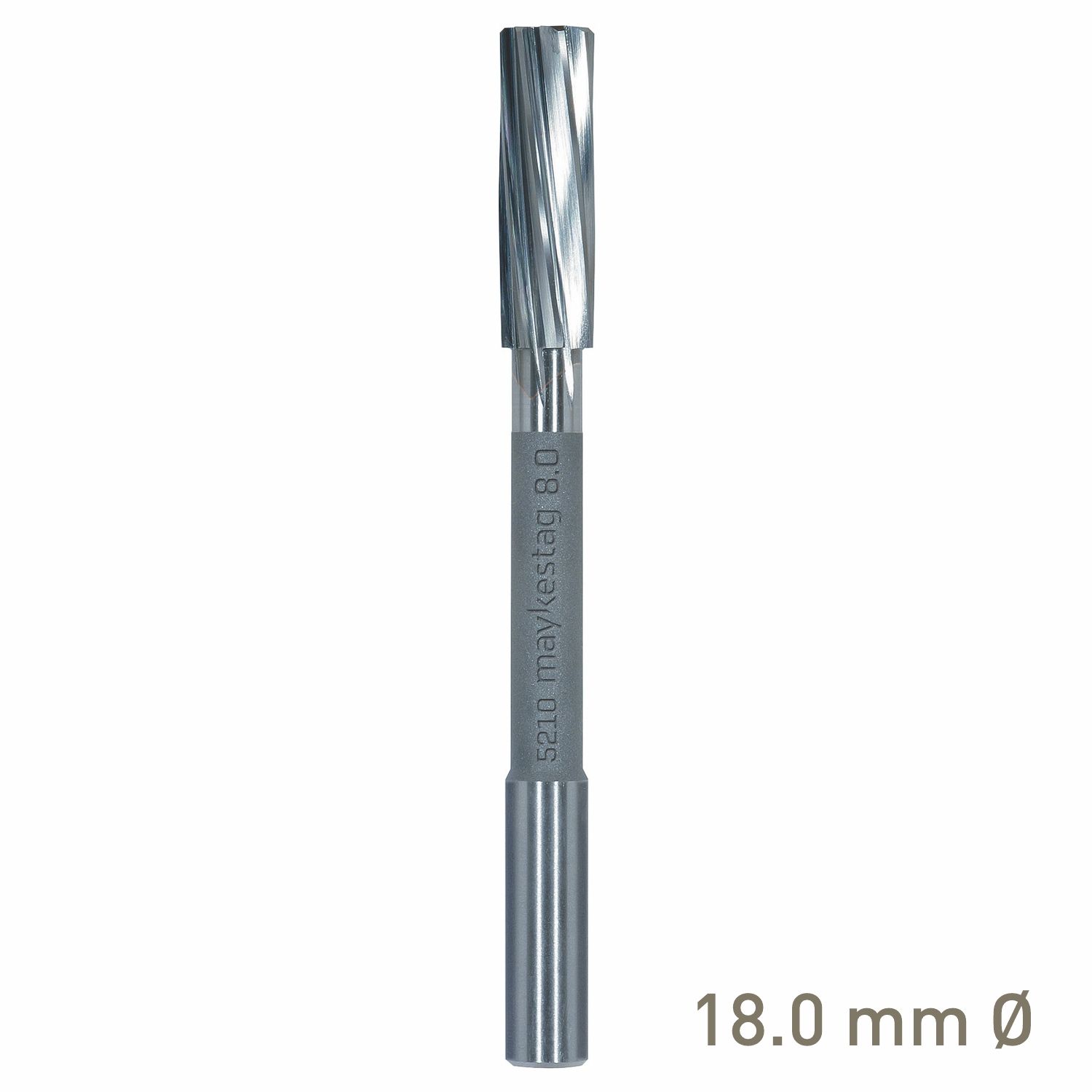 MAYKESTAG Solid Carbide NC Machine Reamer 18mm Left Hand Spiral H7 Form B