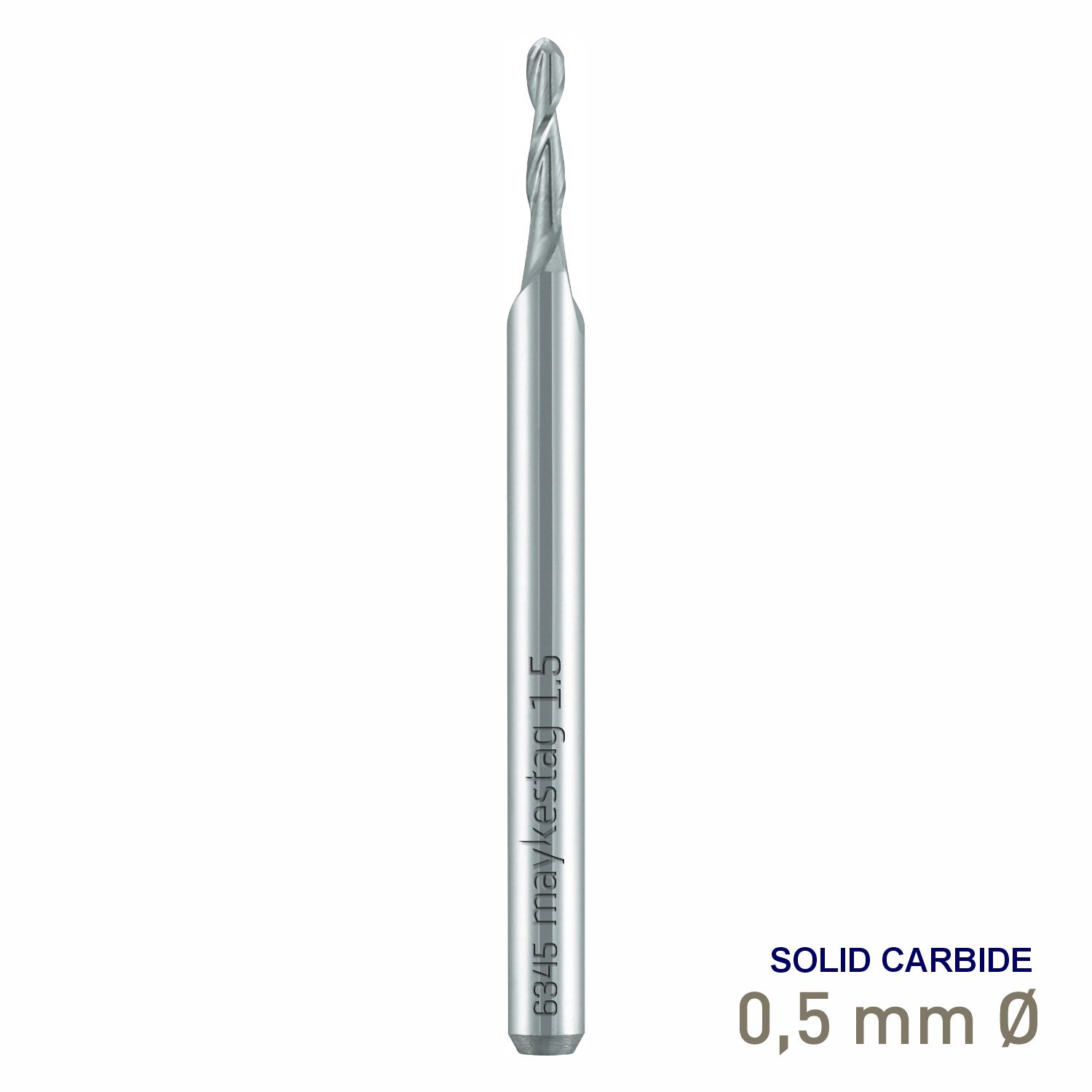 MAYKESTAG Solid Carbide Mini Ball Nose End Mill 0.50mm R0.25 Z2 Reinforced Shank
