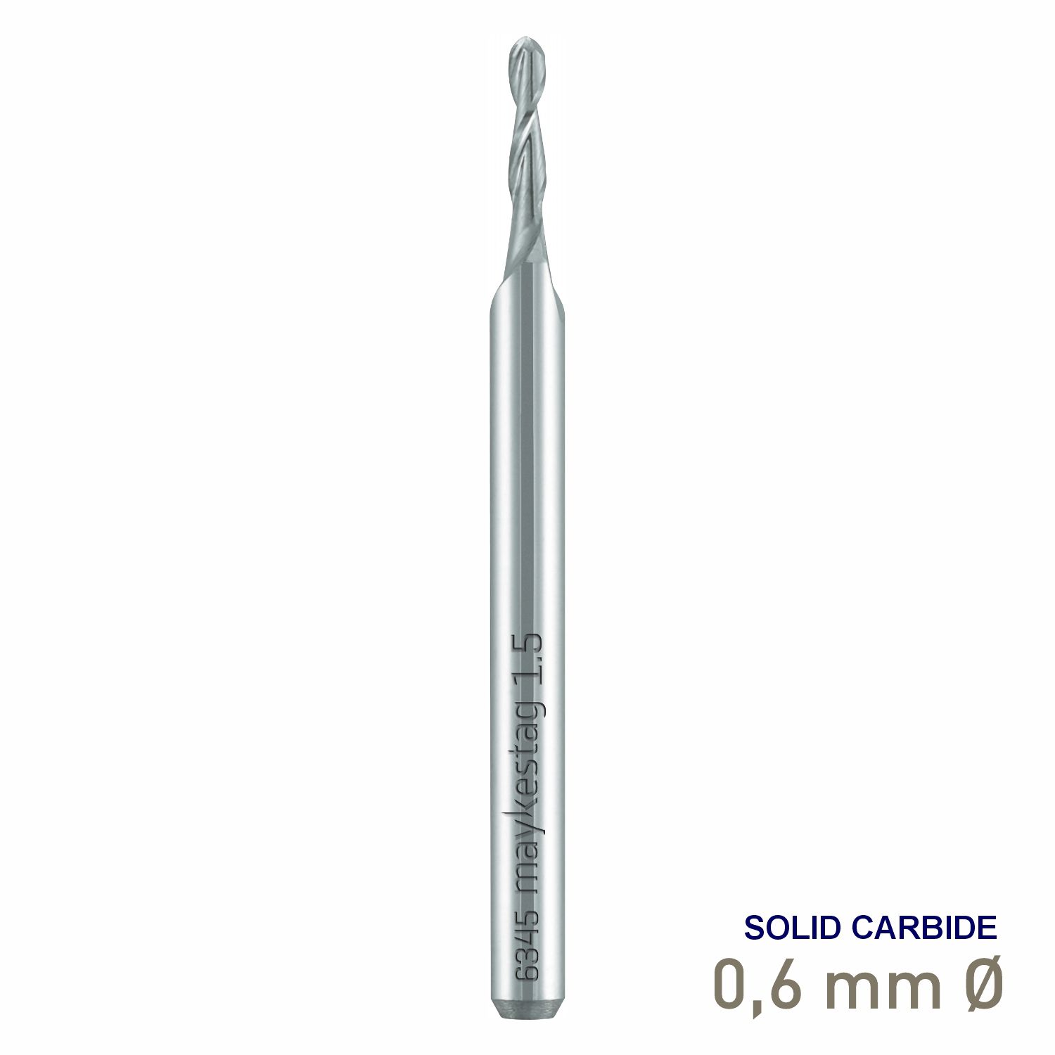 MAYKESTAG Solid Carbide Mini Ball Nose End Mill 0.60mm R0.30 Z2 Reinforced Shank