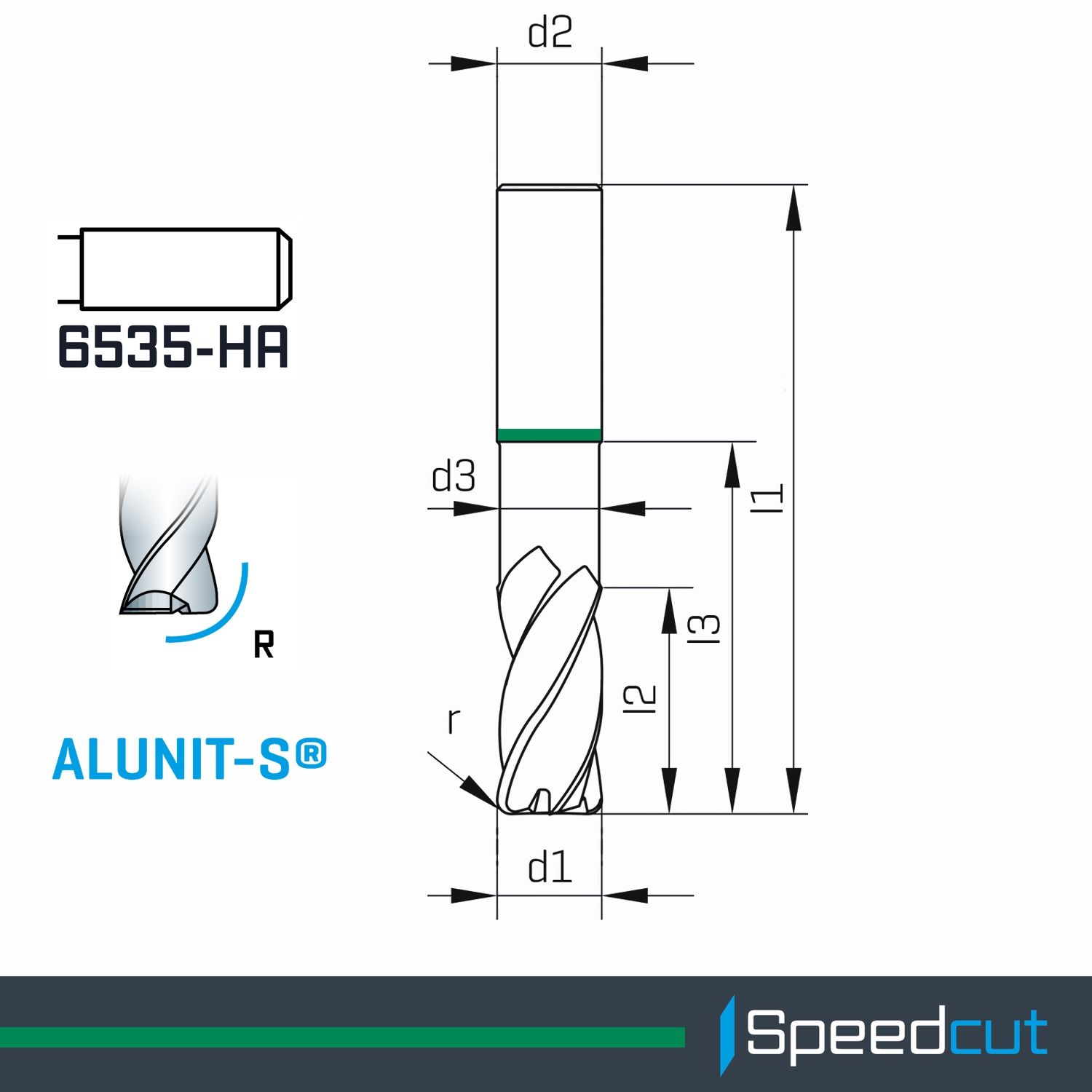 MAYKESTAG Solid Carbide Corner Radius End Mill 6mm R1 Speedcut Universal ALUNIT-S