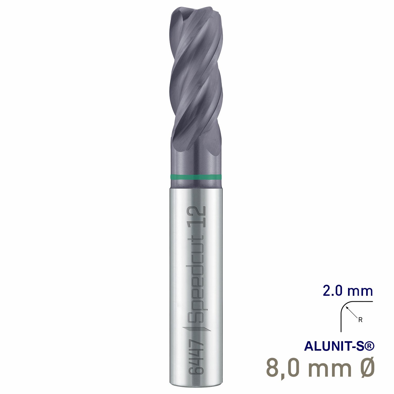 MAYKESTAG Solid Carbide Corner Radius End Mill 8mm R2 Speedcut Universal ALUNIT-S