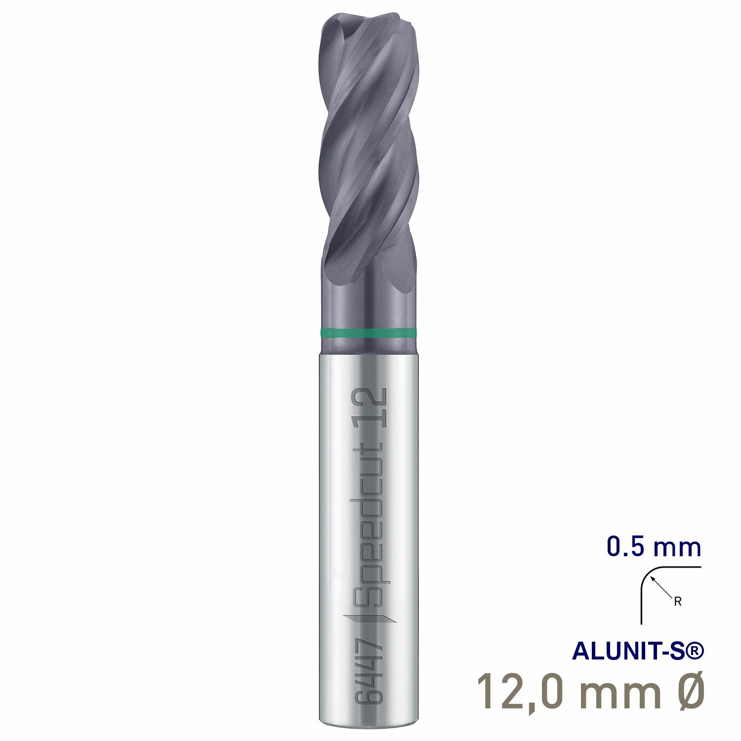 MAYKESTAG Solid Carbide Corner Radius End Mill 12mm R0.5 Speedcut Universal ALUNIT-S