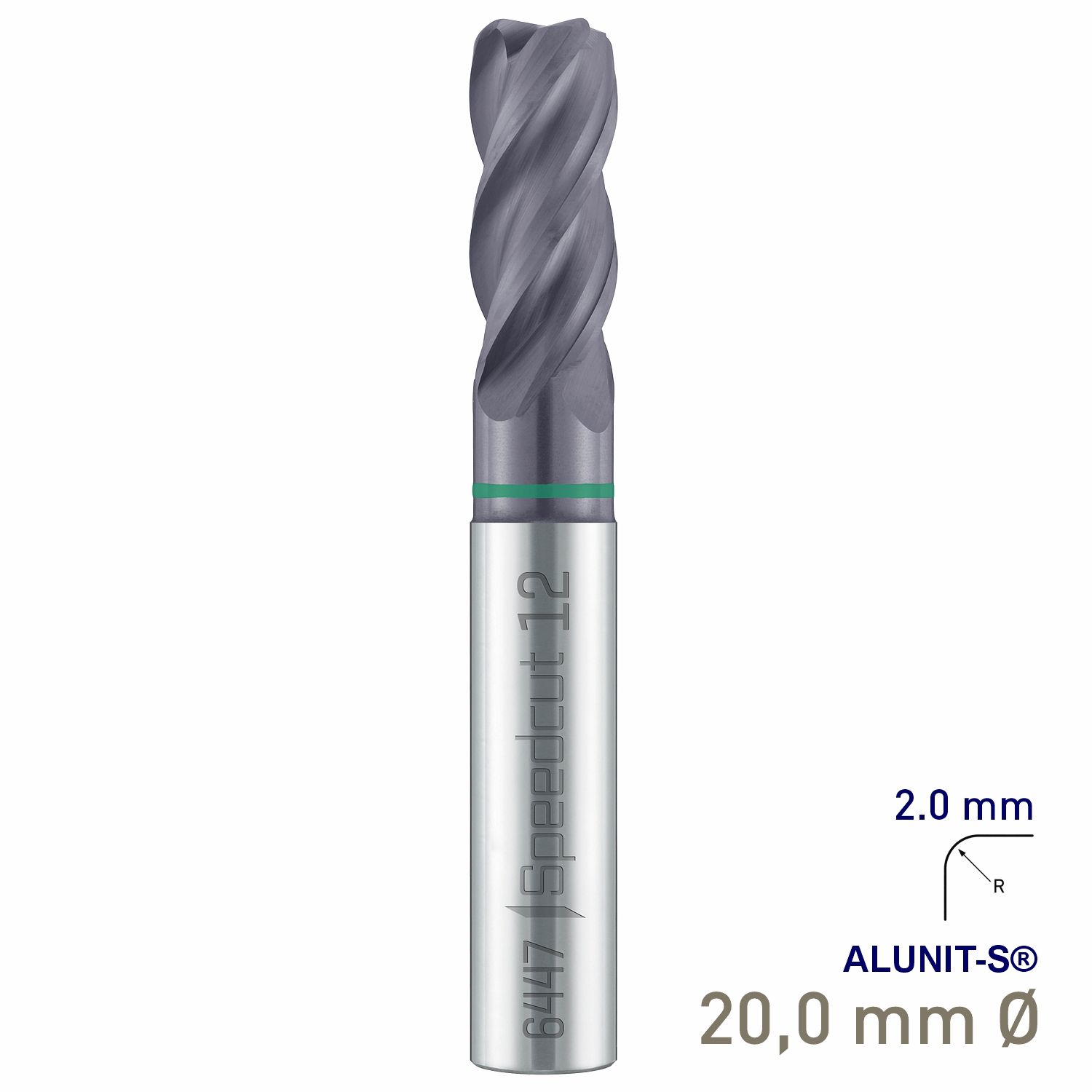 MAYKESTAG Solid Carbide Corner Radius End Mill 20mm R2 Speedcut Universal ALUNIT-S