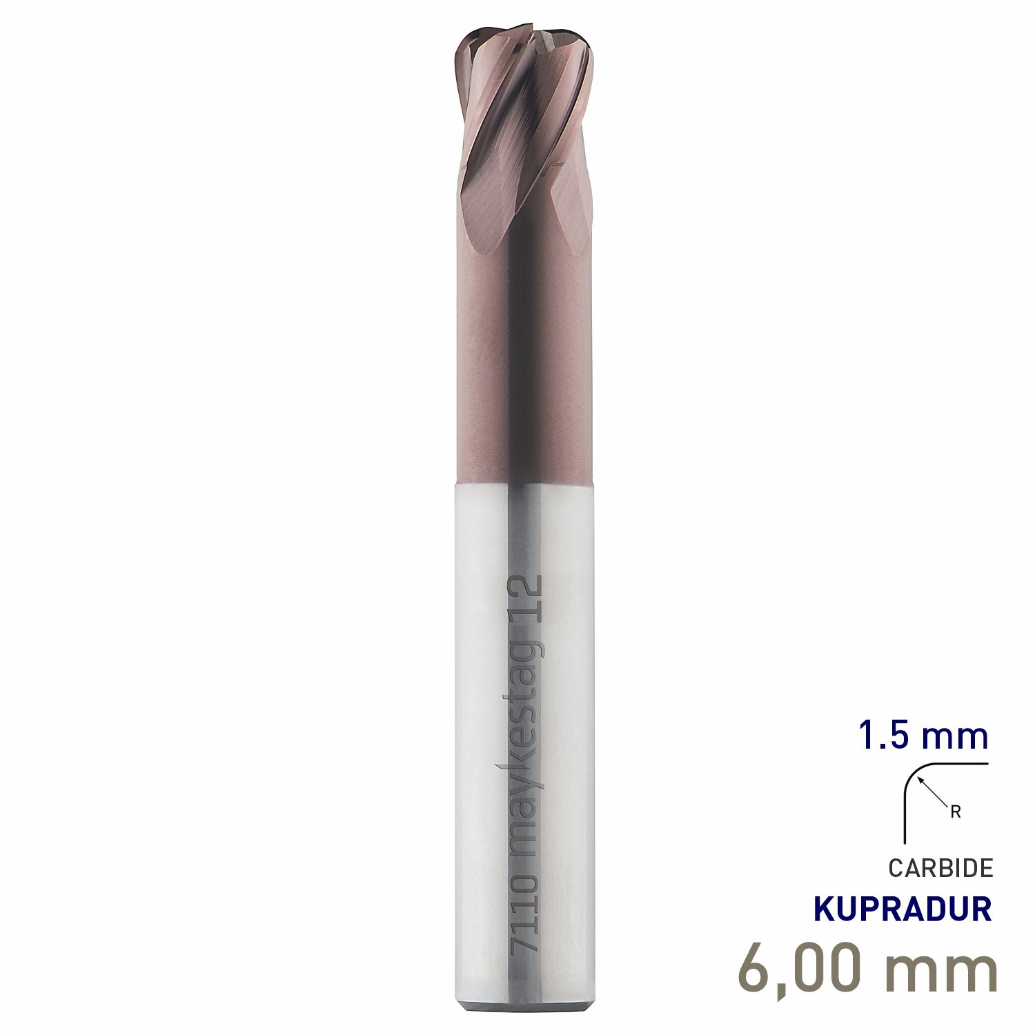 MAYKESTAG HSC Solid Carbide Torus End Mill 6mm R1.5 Short Series 4 Flute KUPRADUR