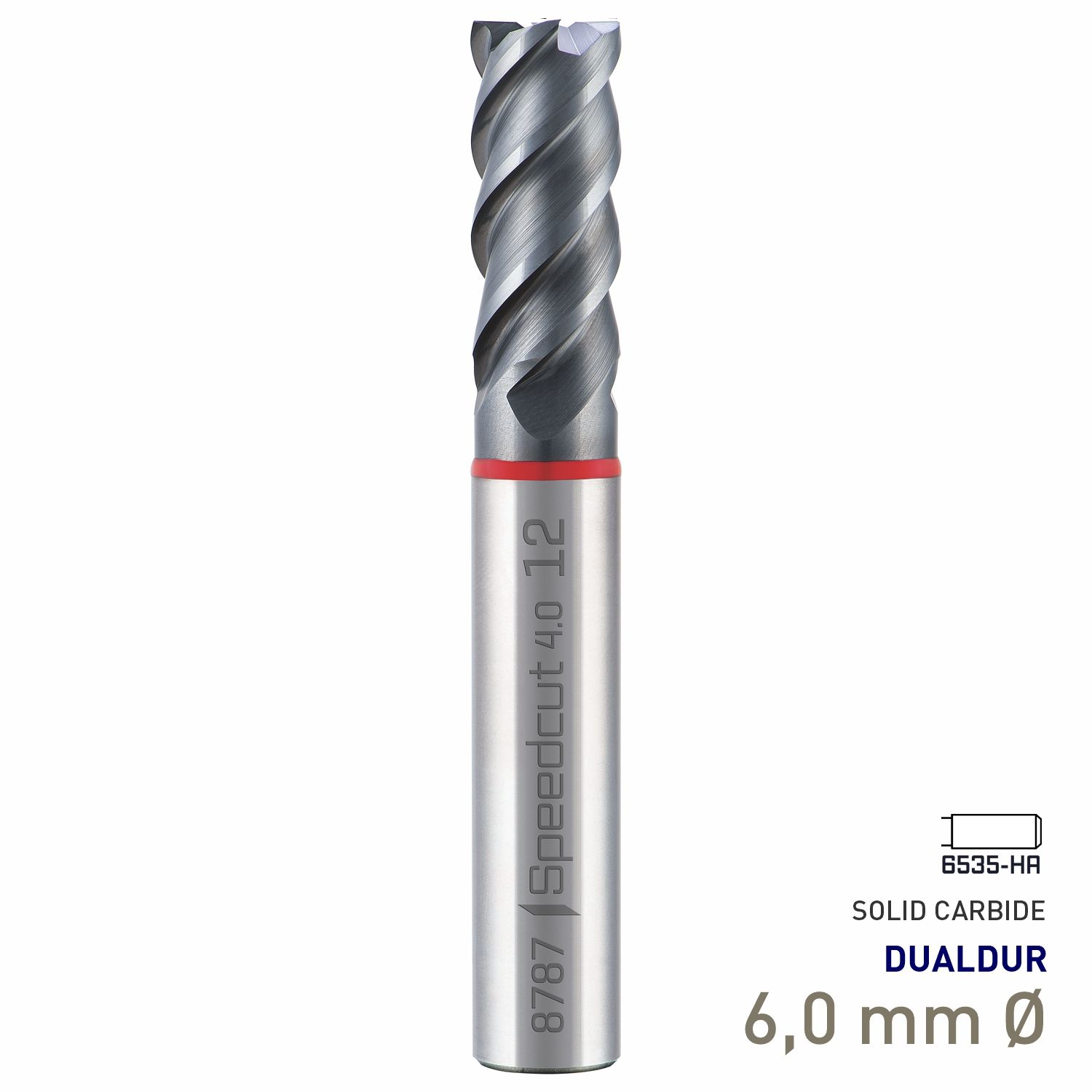 MAYKESTAG Speedcut 4.0 Ultra Hard Steel 50-65 HRC DUALDUR HPC End Mill 6mm Long Series 4 Flute