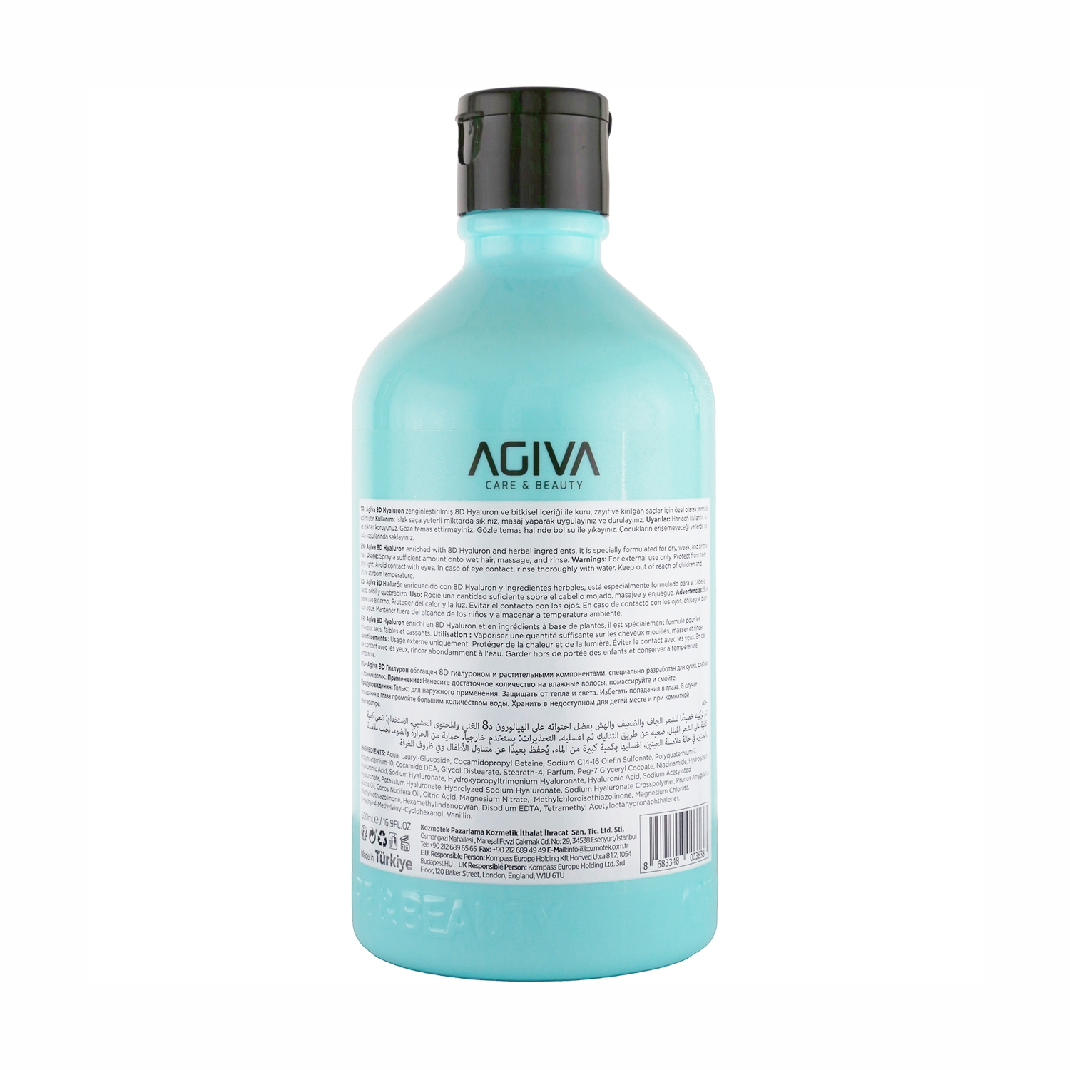 Agiva 8D Hyaluron Pro Care Shampoo for Dry, Weak & Brittle Hair & Scalp (1 litre)