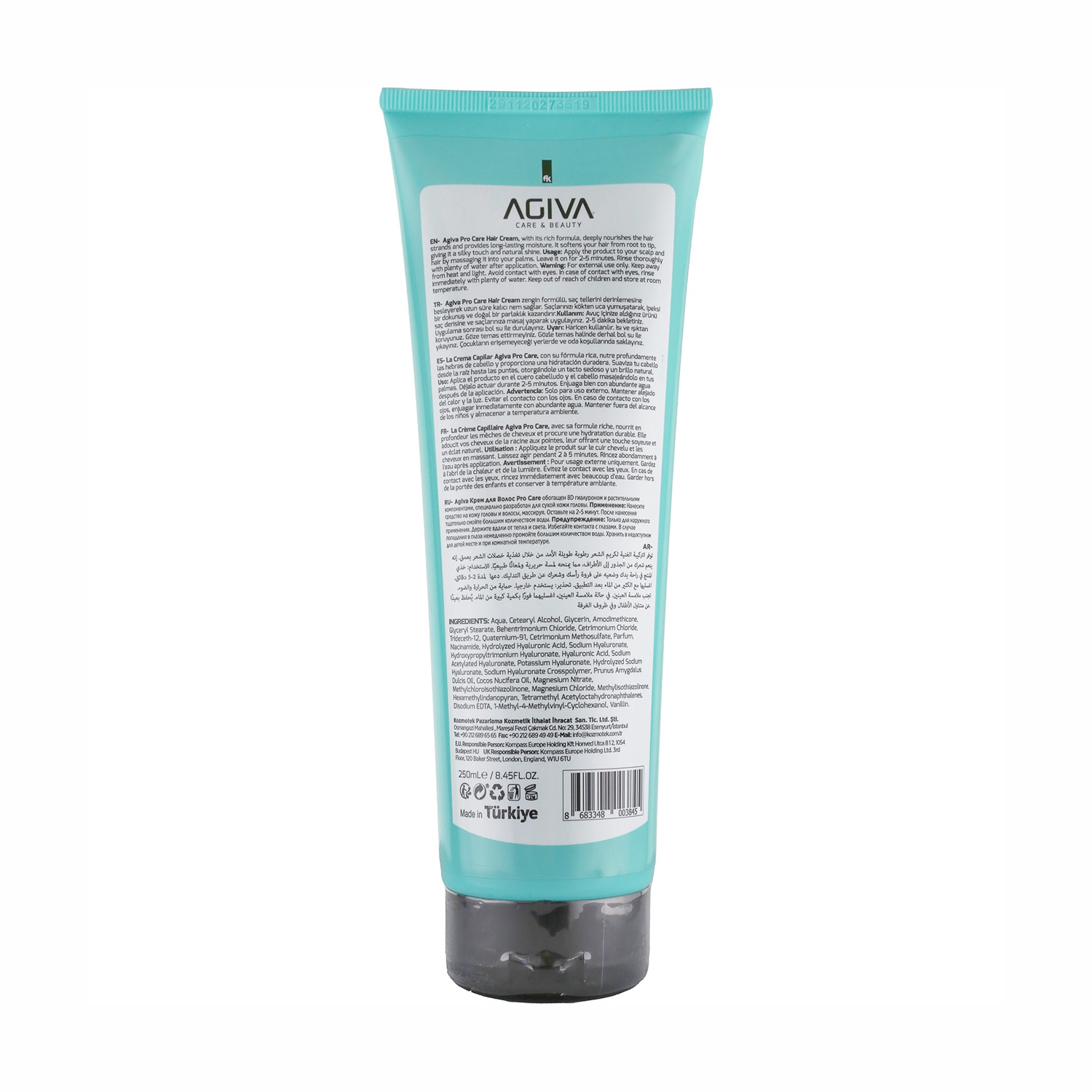 Agiva 8D Hyaluron Pro Care Hair Cream for Dry, Weak & Brittle Hair (250ml)