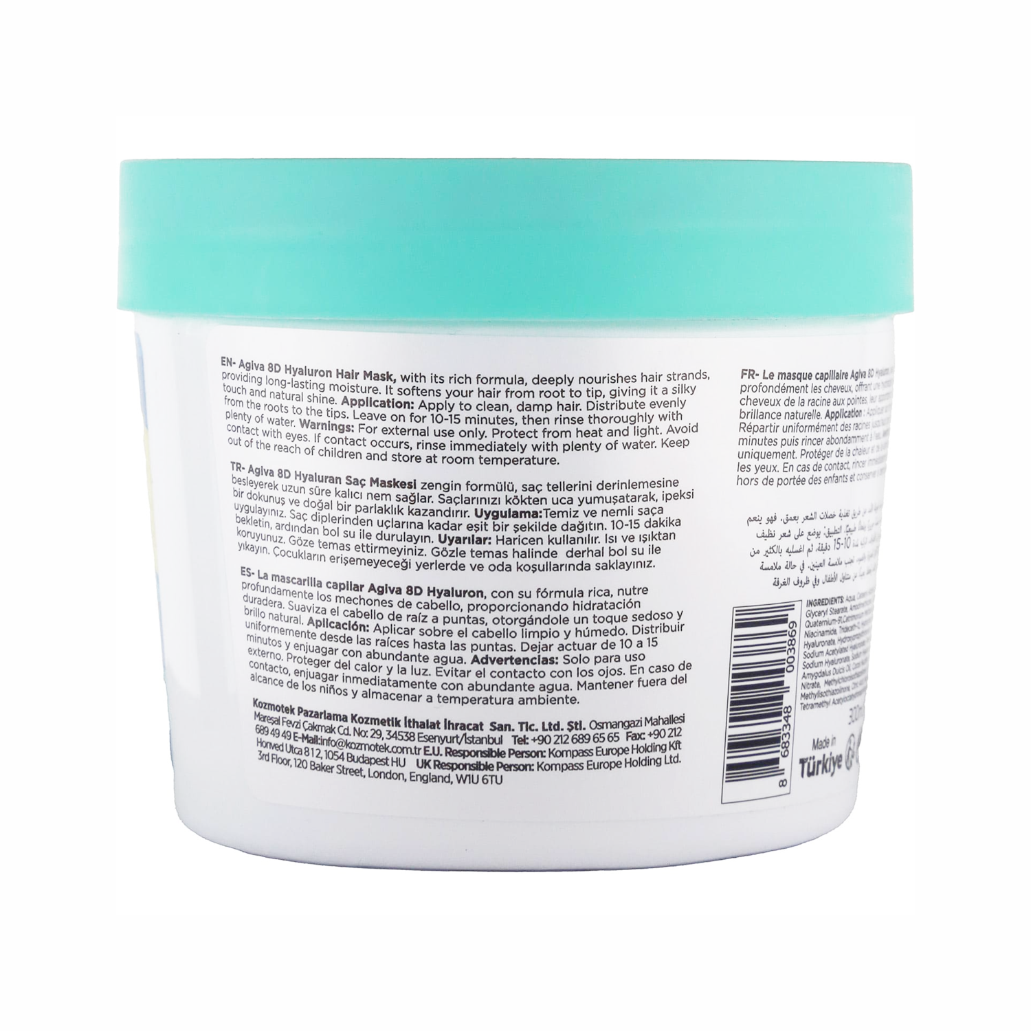 Agiva 8D Hyaluron Pro Care Hair Mask for Dry, Weak & Brittle Hair (300ml)