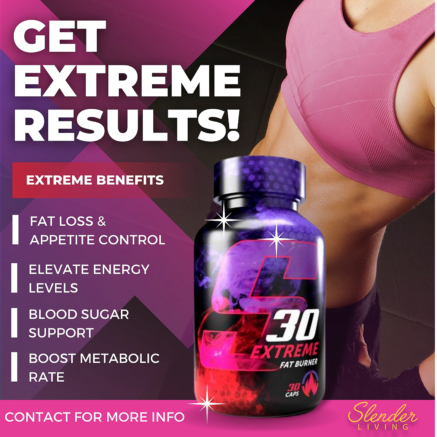 Slender Living S30 Extreme Fat Burner &ndash; 30 Capsules