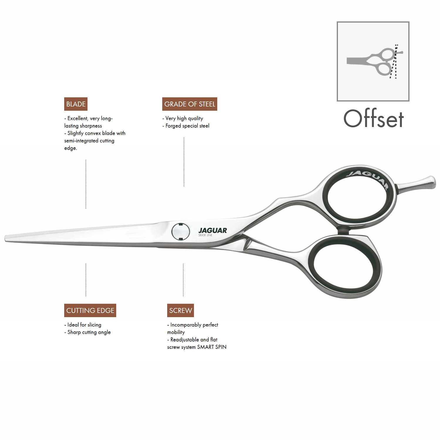 Jaguar Ocean Silver Line Professional Hair Scissors - 146mm
