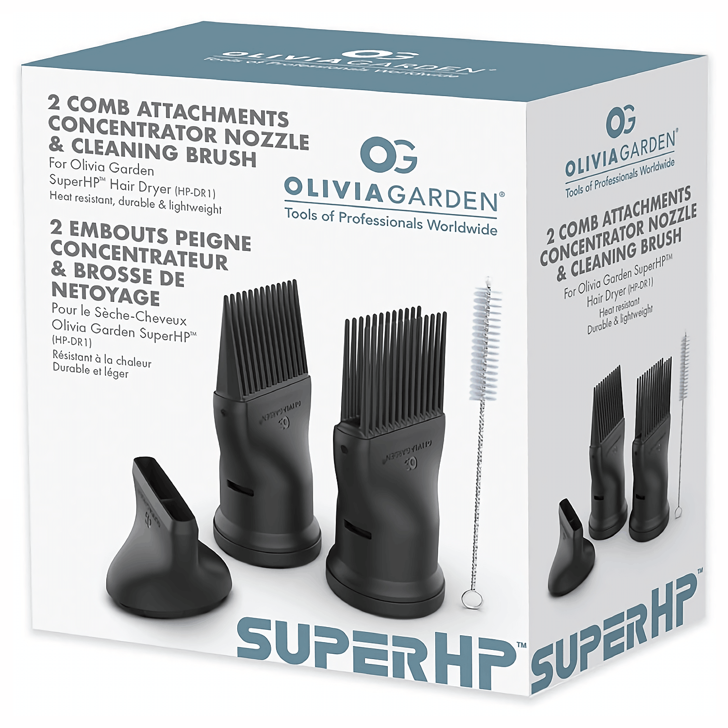 Olivia Garden SuperHP Comb Attachments & Cleaning Brush