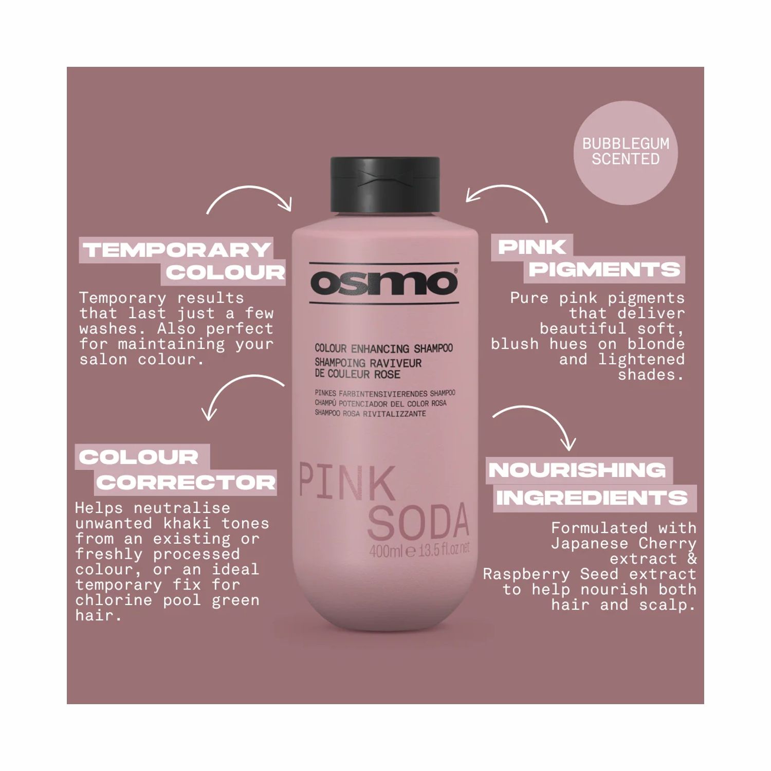 OSMO Pink Soda Colour Enhancing Shampoo 400 ml