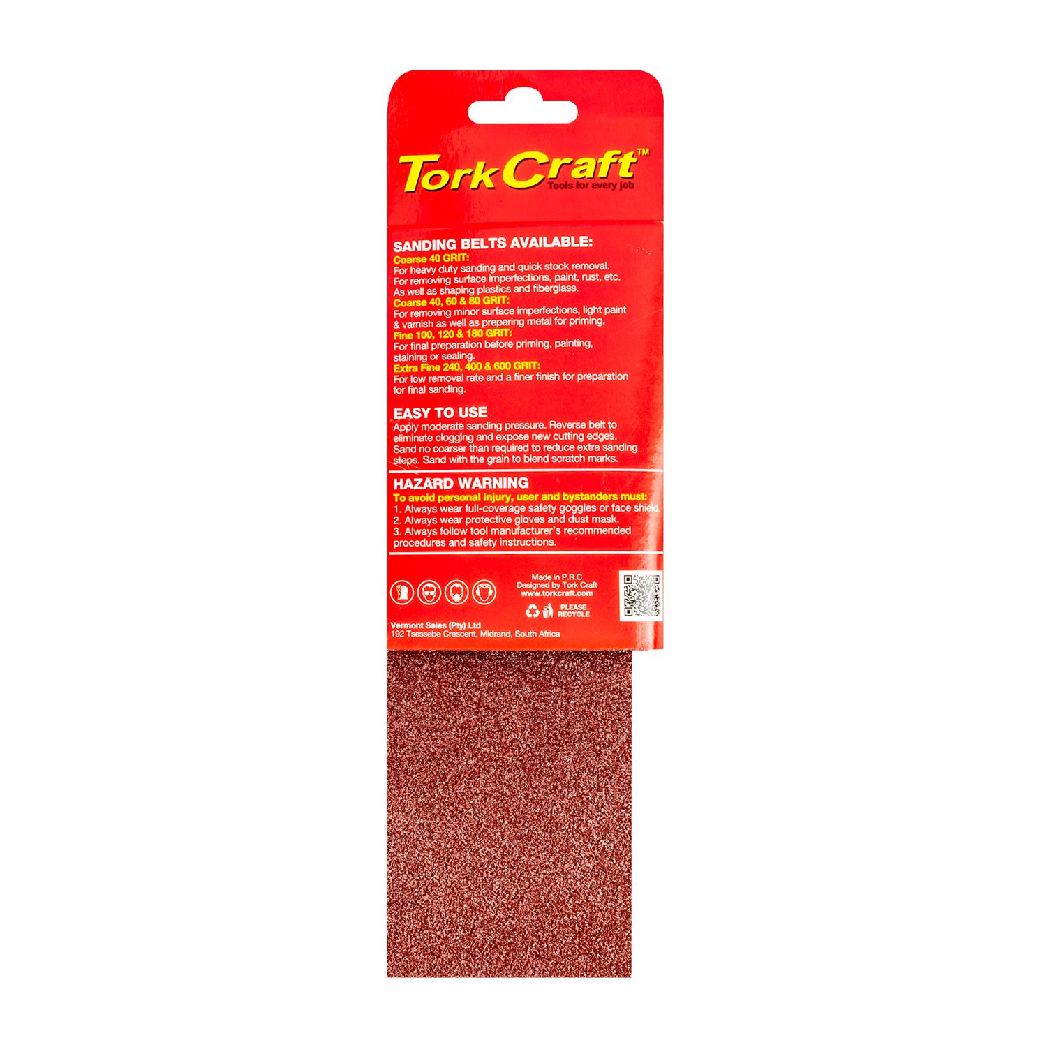 Sanding Belt 75 X 457mm 60grit 2/pack