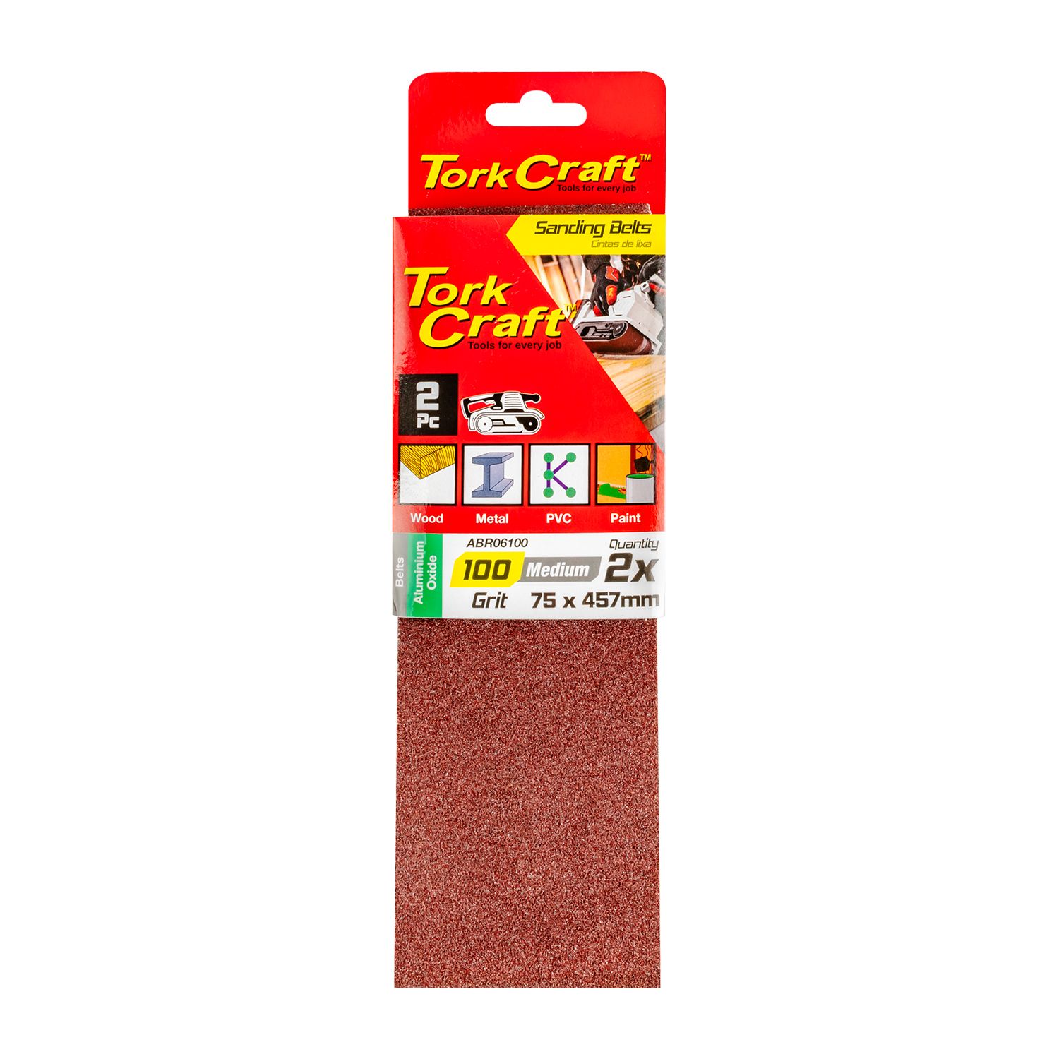 Sanding Belt 75 X 457mm 100grit 2/pack