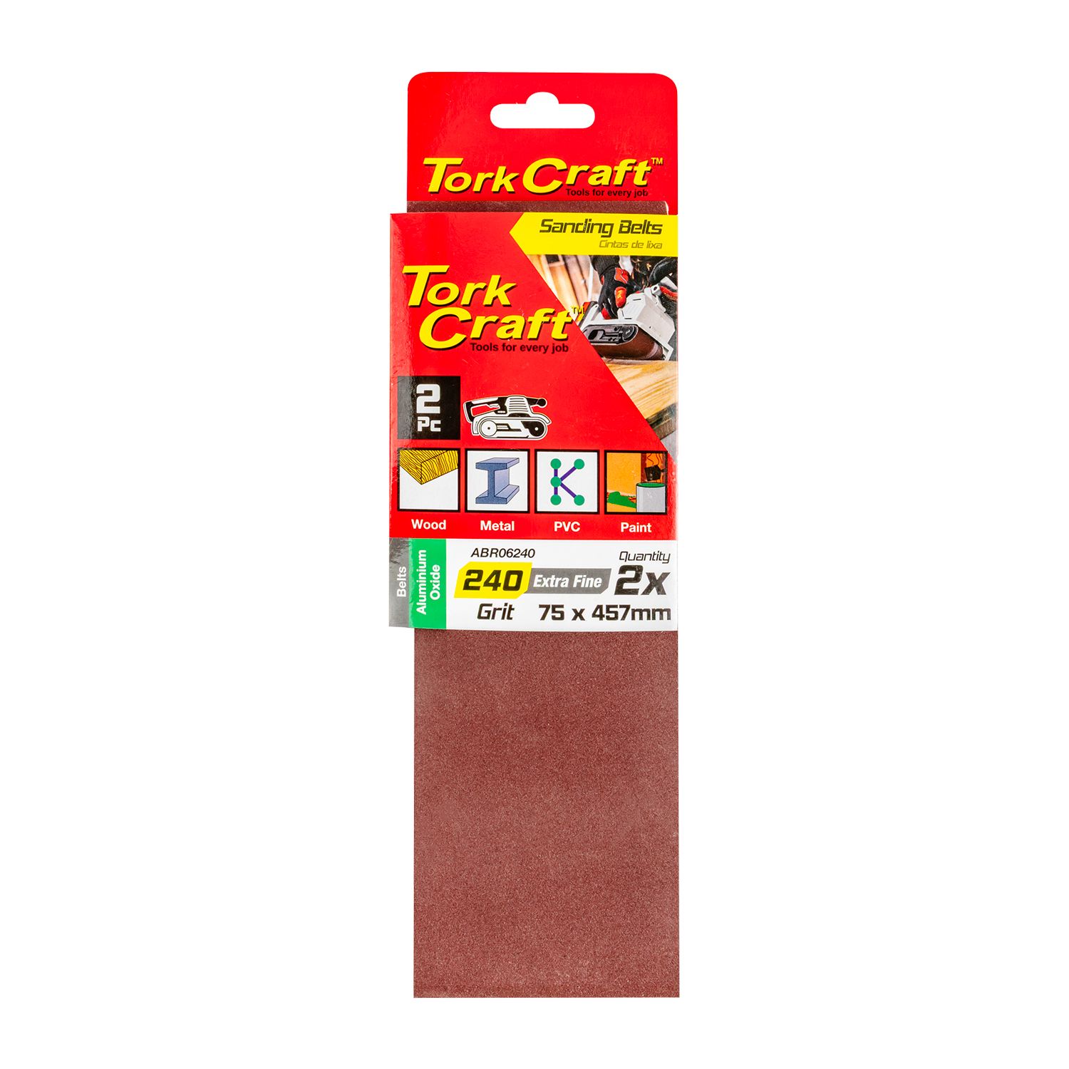 Sanding Belt 75 X 457mm 240grit 2/pack