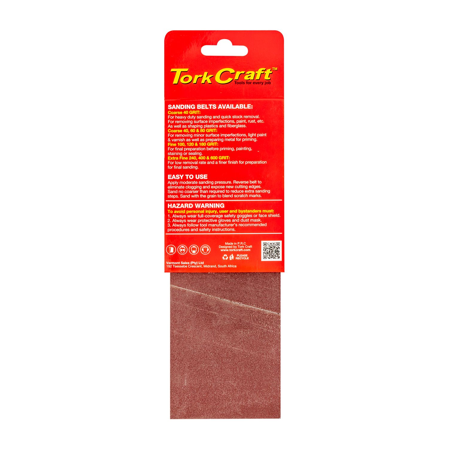 Sanding Belt 75 X 457mm 240grit 2/pack