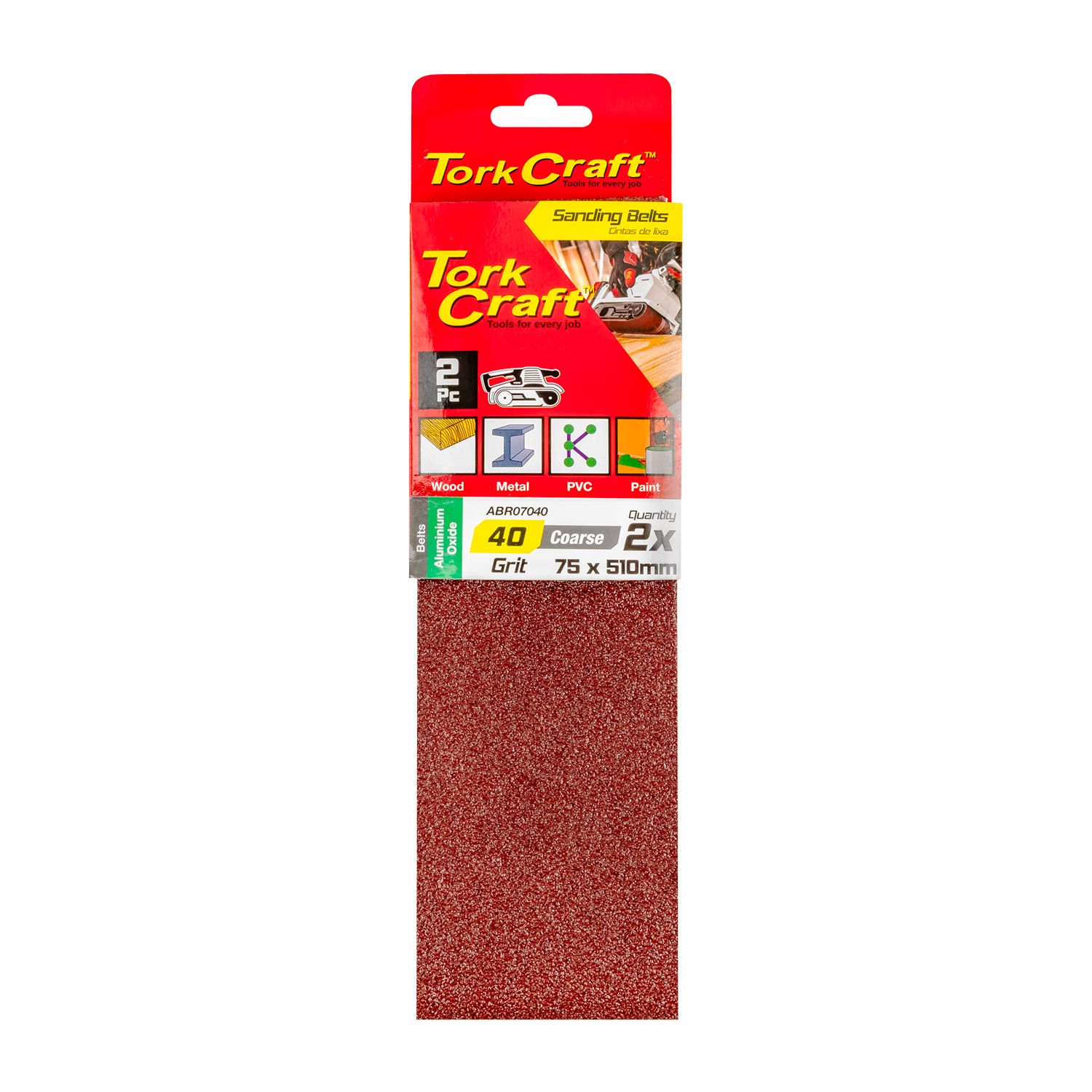 Sanding Belt 75 X 510mm 40grit 2/pack