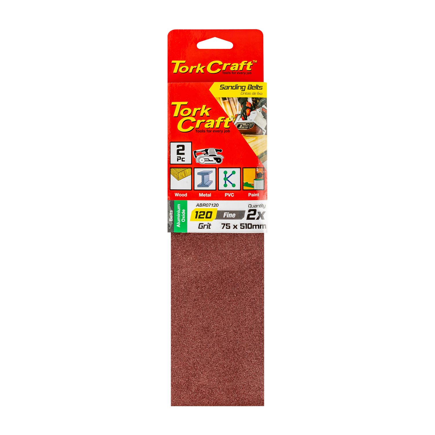 Sanding Belt 75 X 510mm 120grit 2/pack