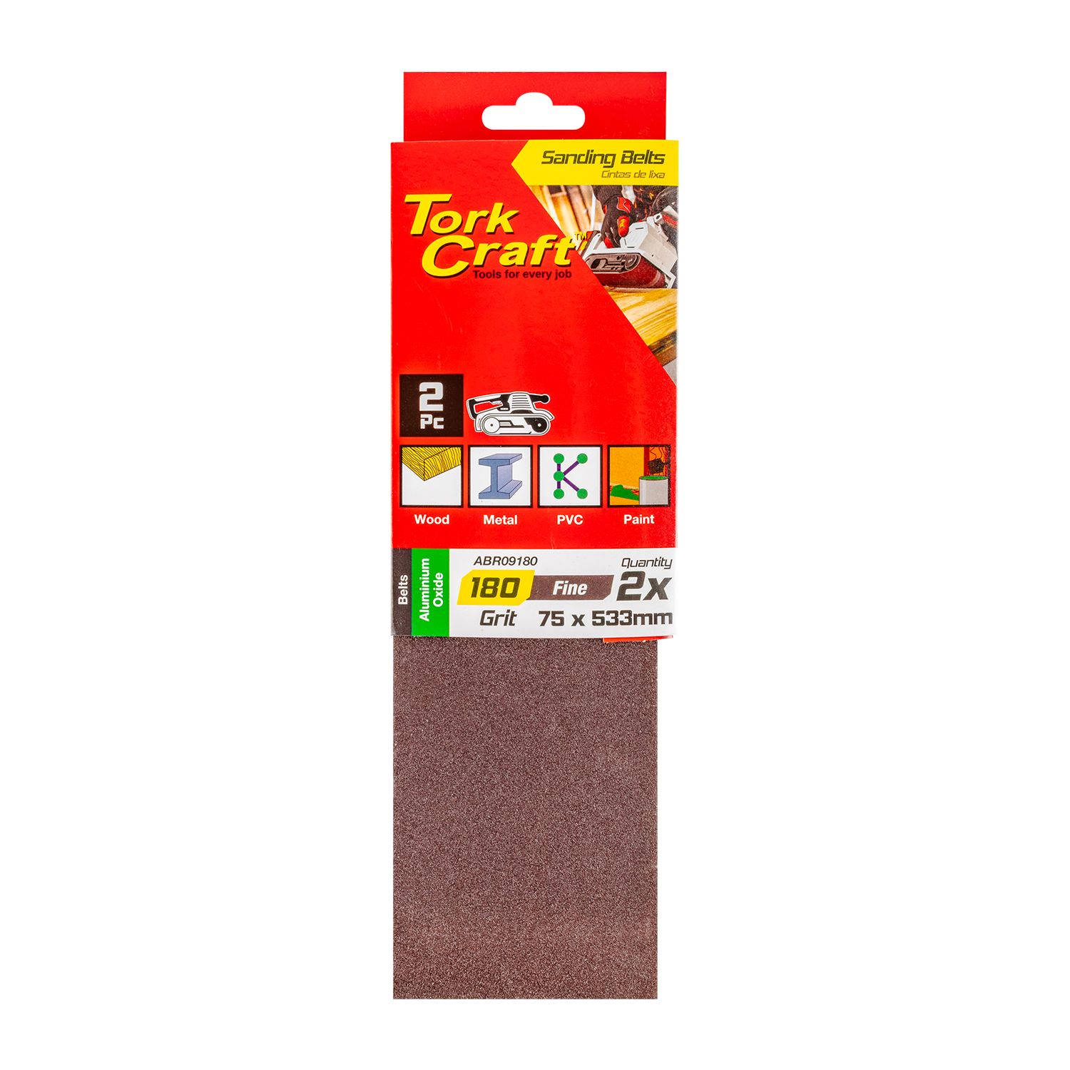 Sanding Belt 75 X 533mm 180grit 2/pack