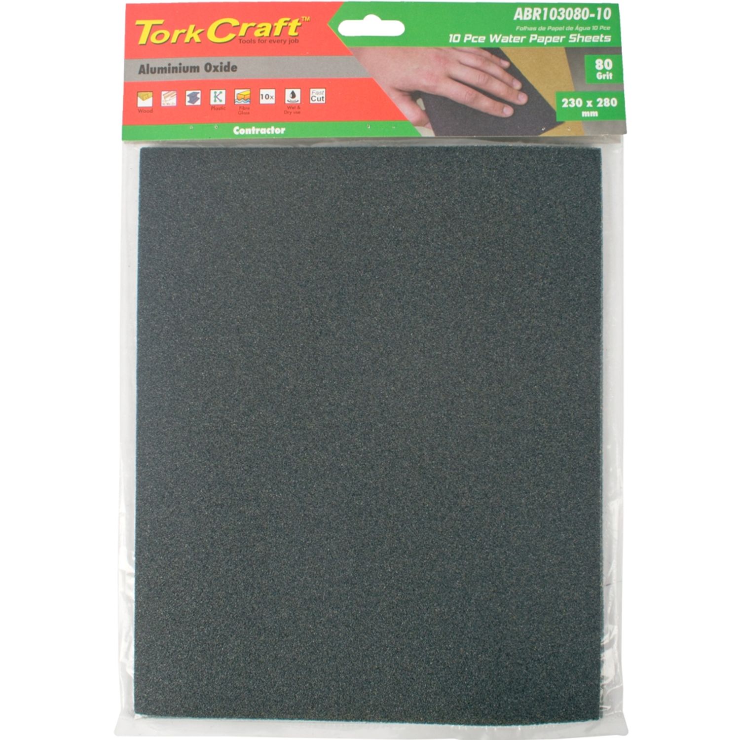 Water Paper 230 X 280mm 80 Grit Wet & Dry 10 Per Pack Std