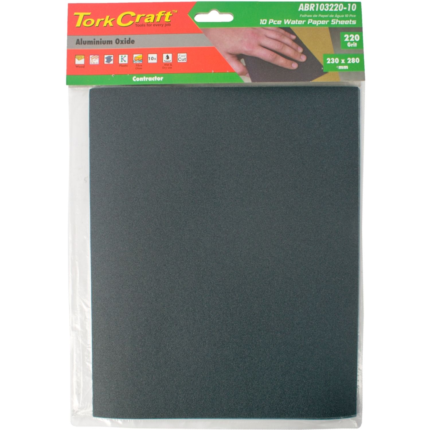 Water Paper 230 X 280mm 220 Grit Wet & Dry 10 Per Pack Std