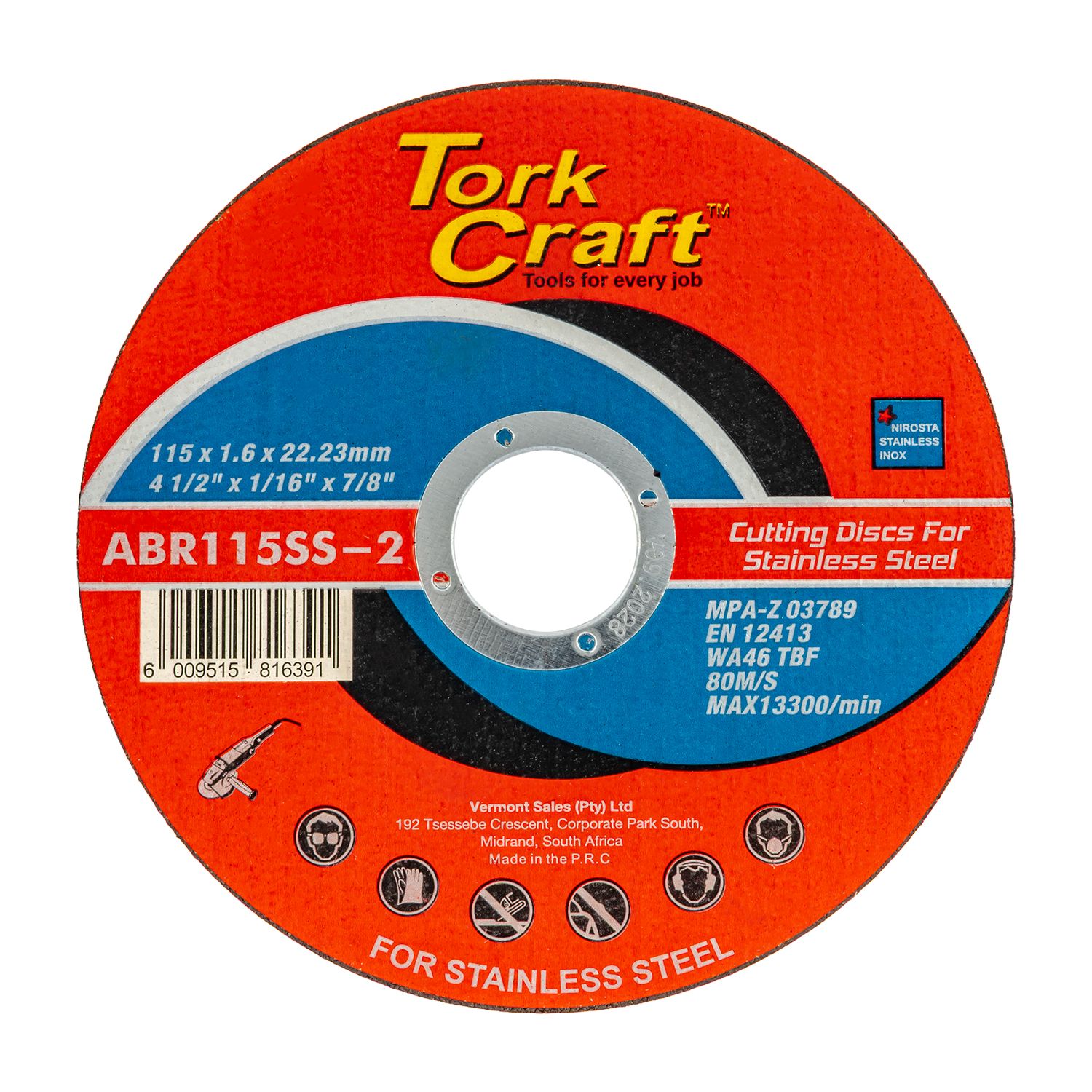 Cutting Disc Stainless Steel 115 X 1.6 X 22.22mm