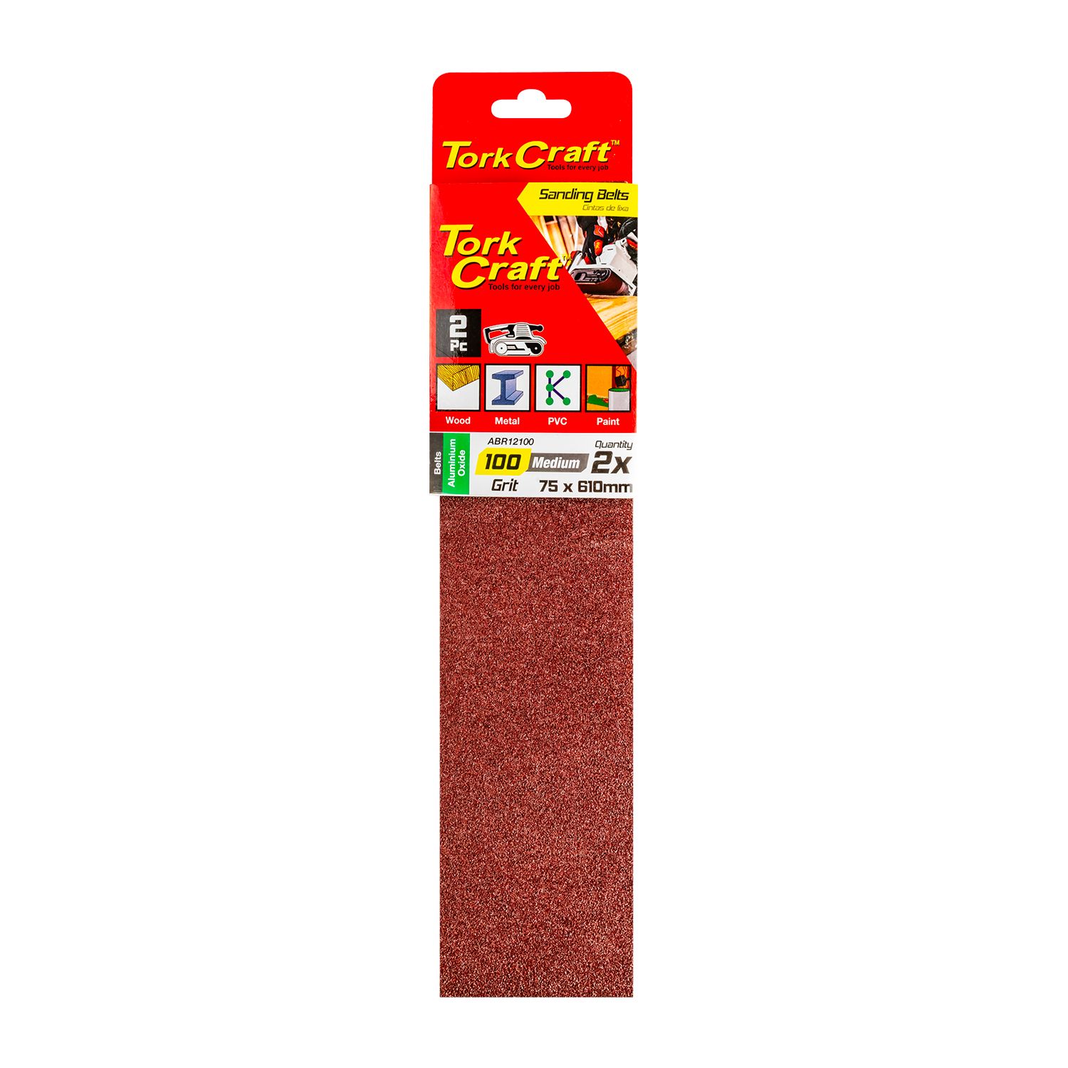 Sanding Belt 75 X 610mm 100grit 2/pack