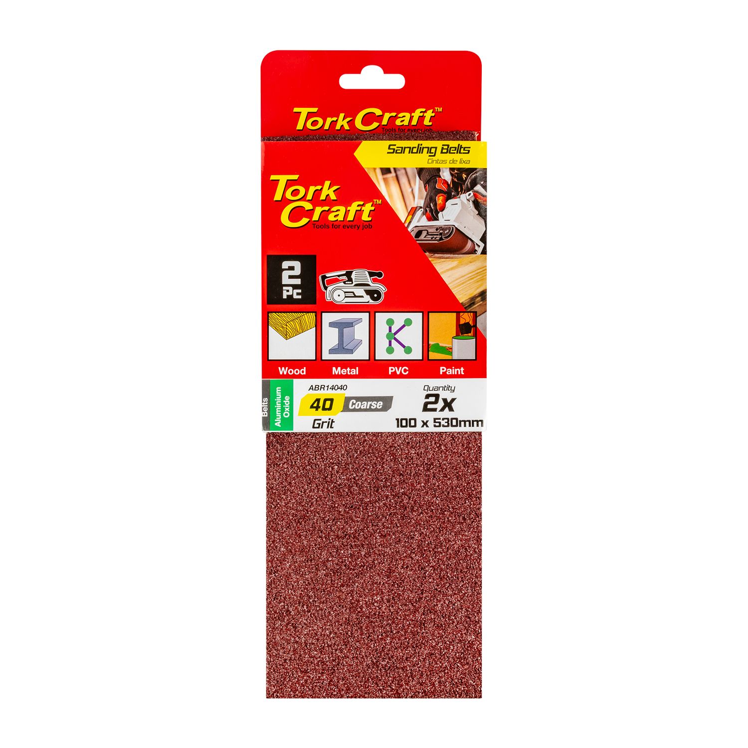 Sanding Belt 100 X 530mm 40grit 2/pack
