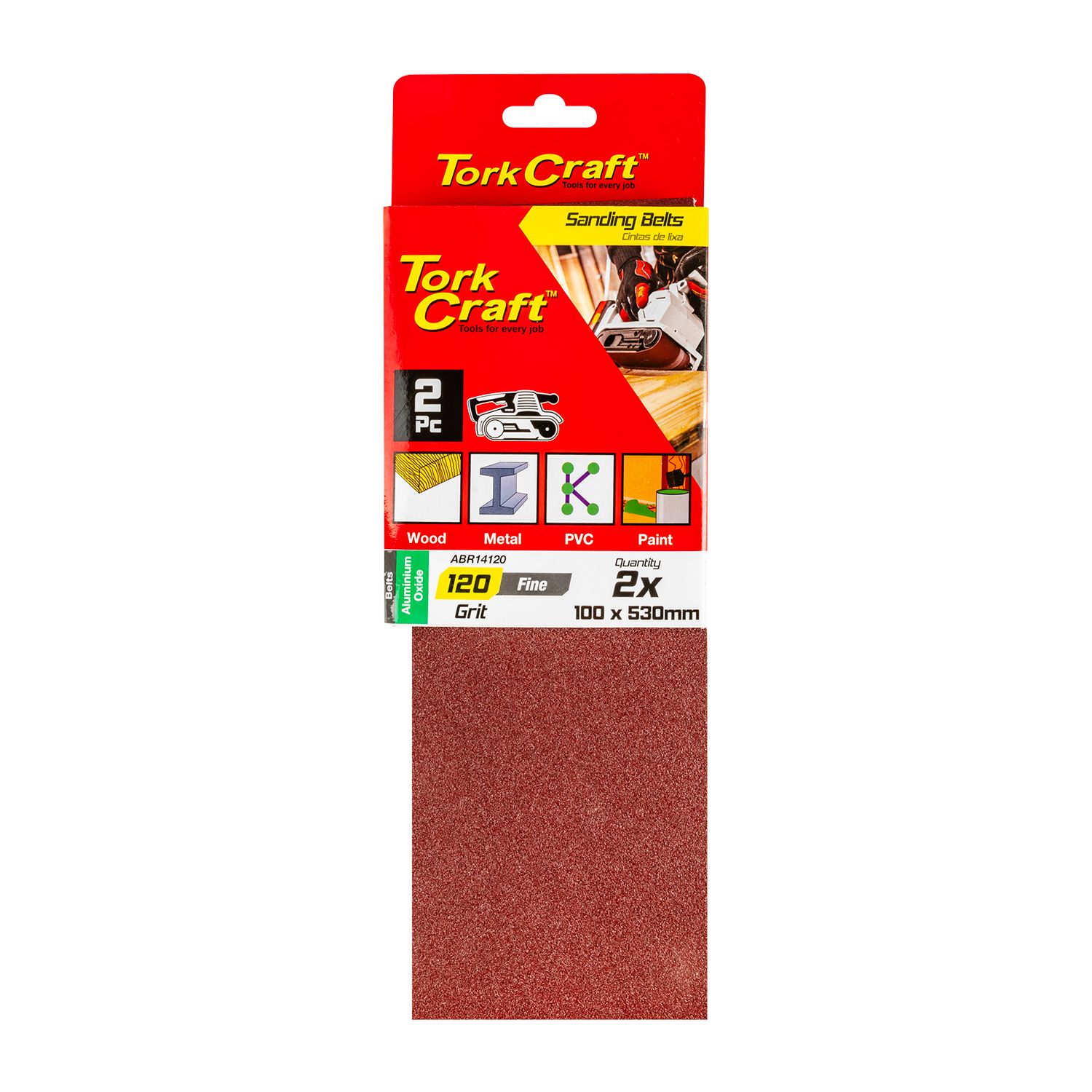 Sanding Belt 100 X 530mm 120grit 2/pack