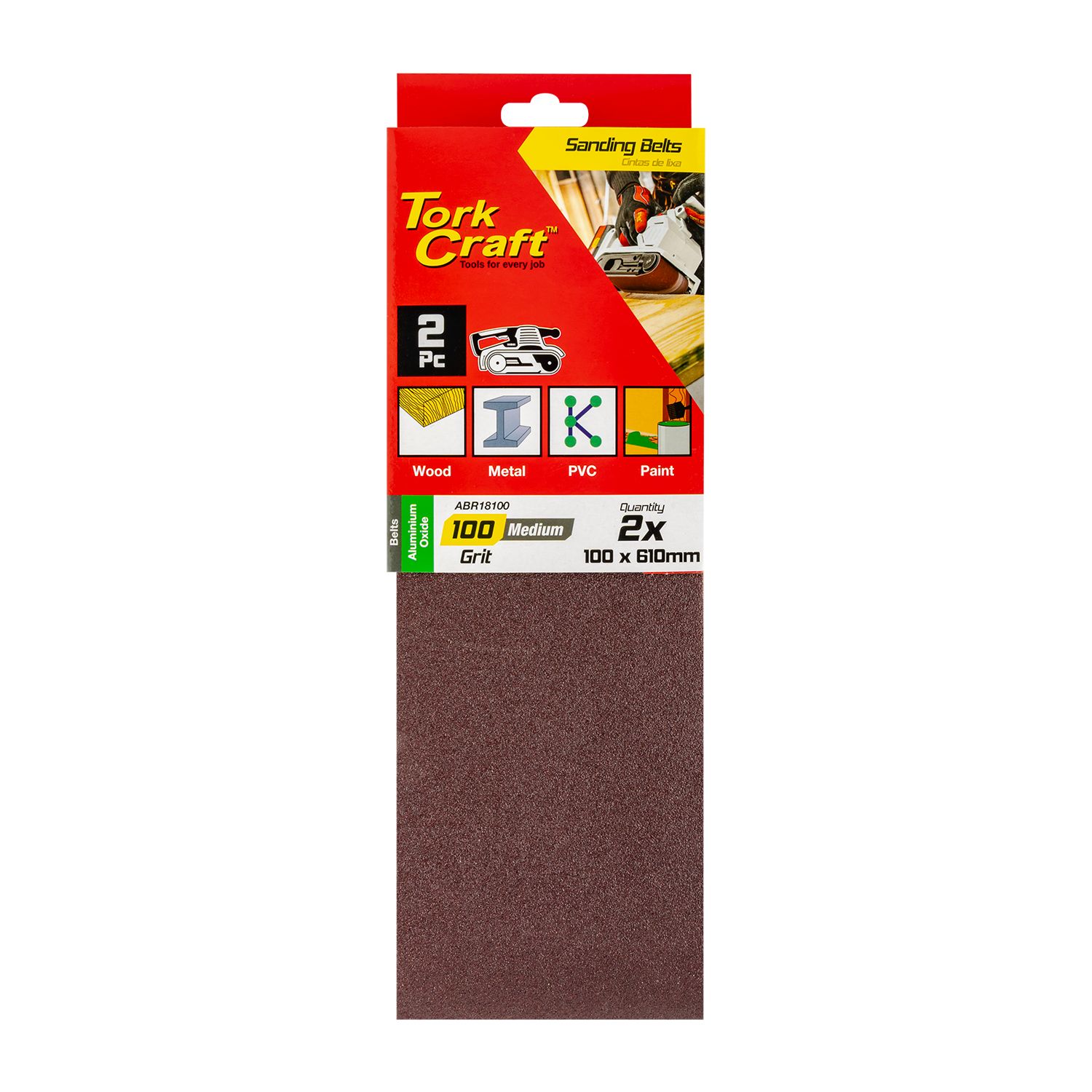 Sanding Belt 100 X 610mm 100grit 2/pack