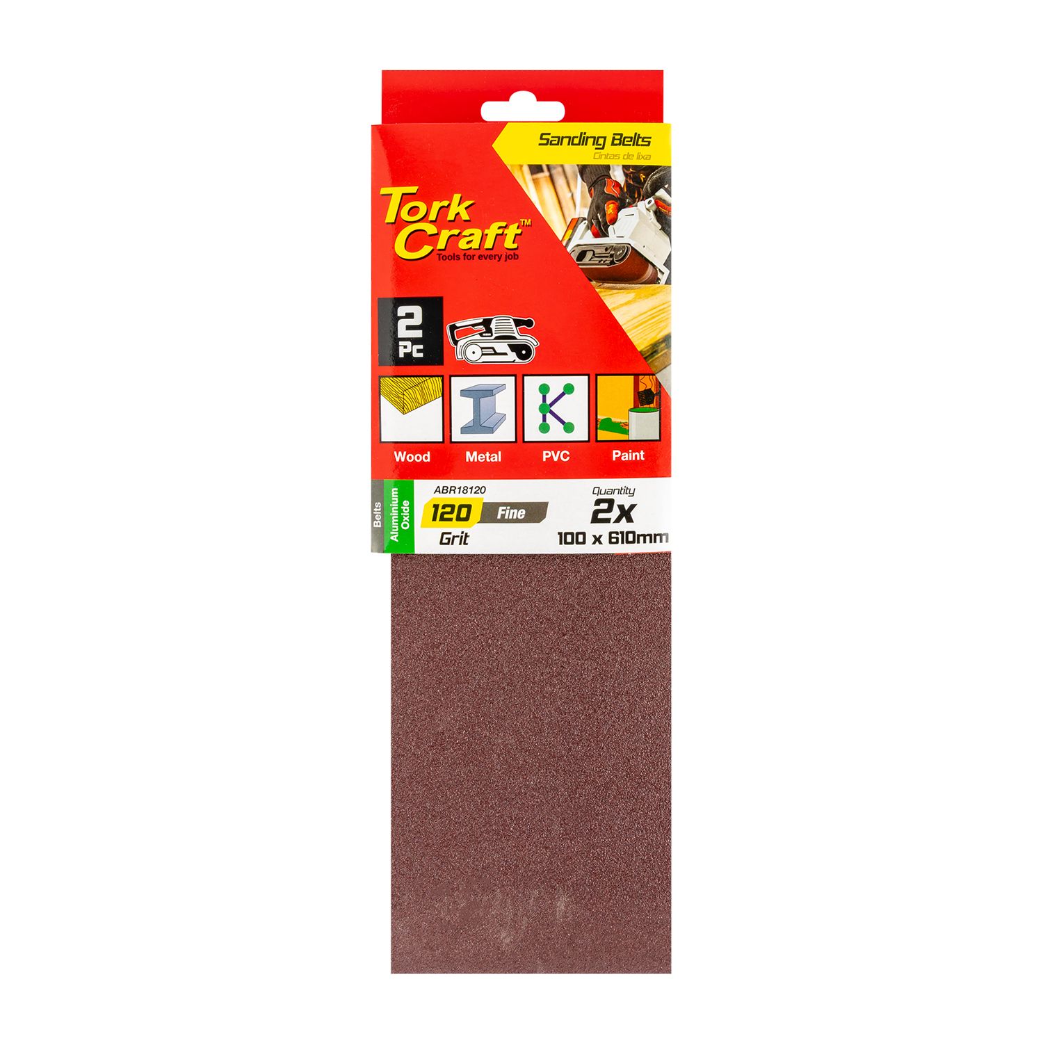 Sanding Belt 100 X 610mm 120grit 2/pack