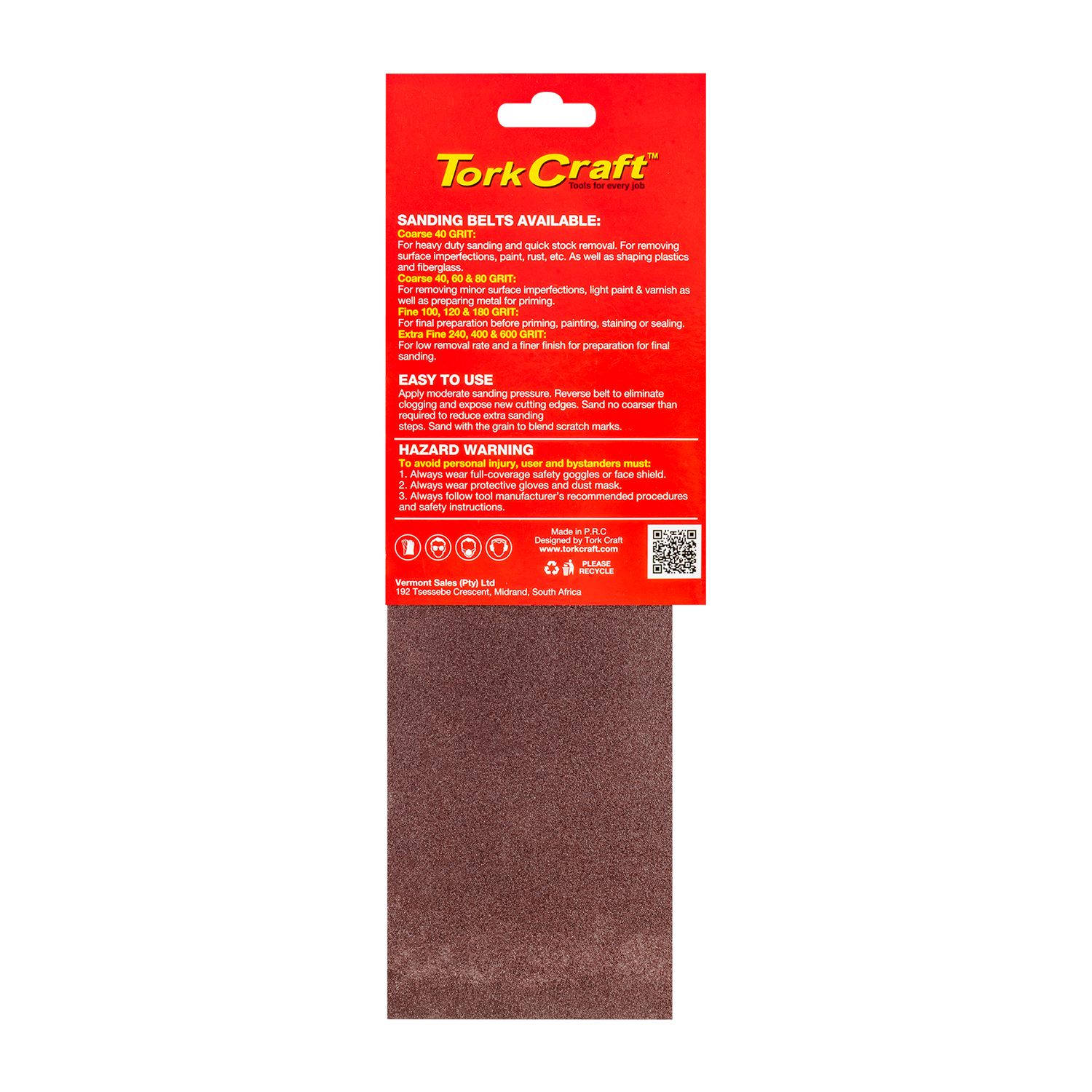 Sanding Belt 100 X 610mm 180grit 2/pack