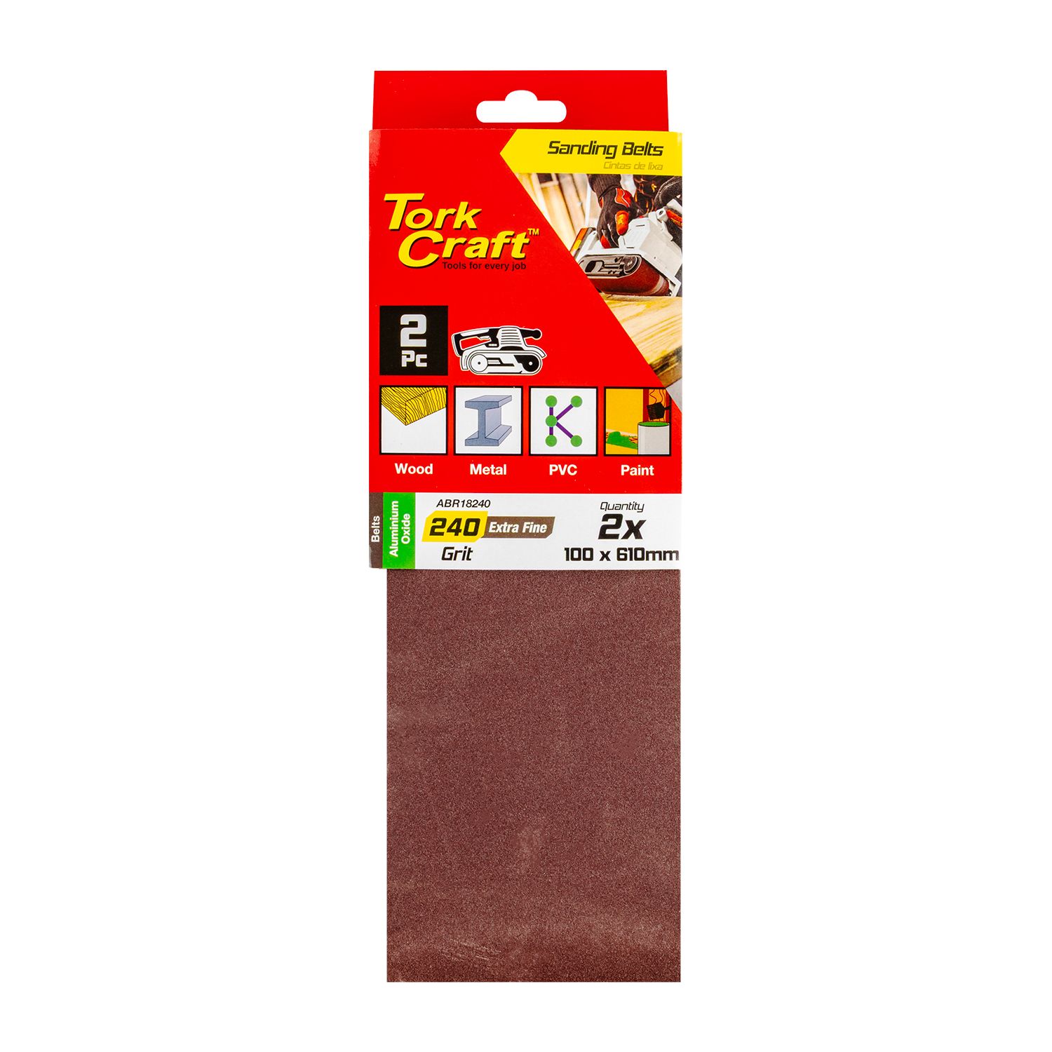 Sanding Belt 100 X 610mm 240grit 2/pack